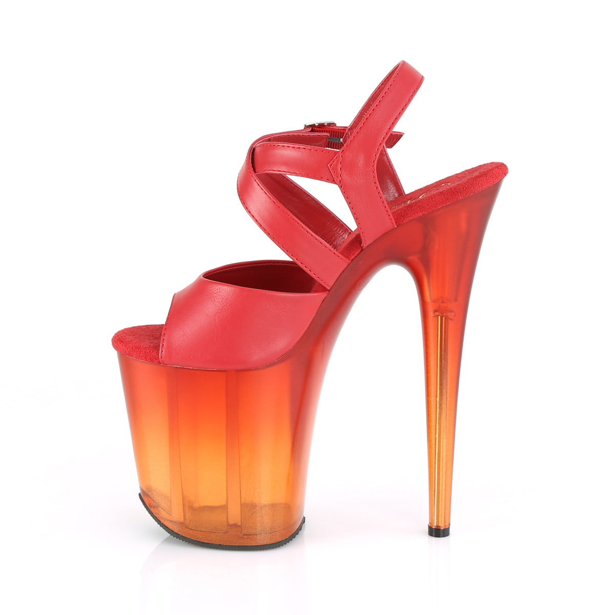 Pleaser Damen Sandalen FLAMINGO-822T rotes Kunstleder / verblasst rot