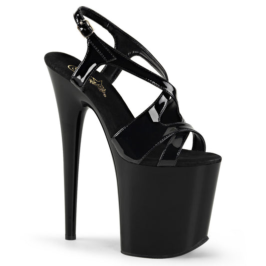 Pleaser Damen Sandalen FLAMINGO-831 BLK Pat / BLK