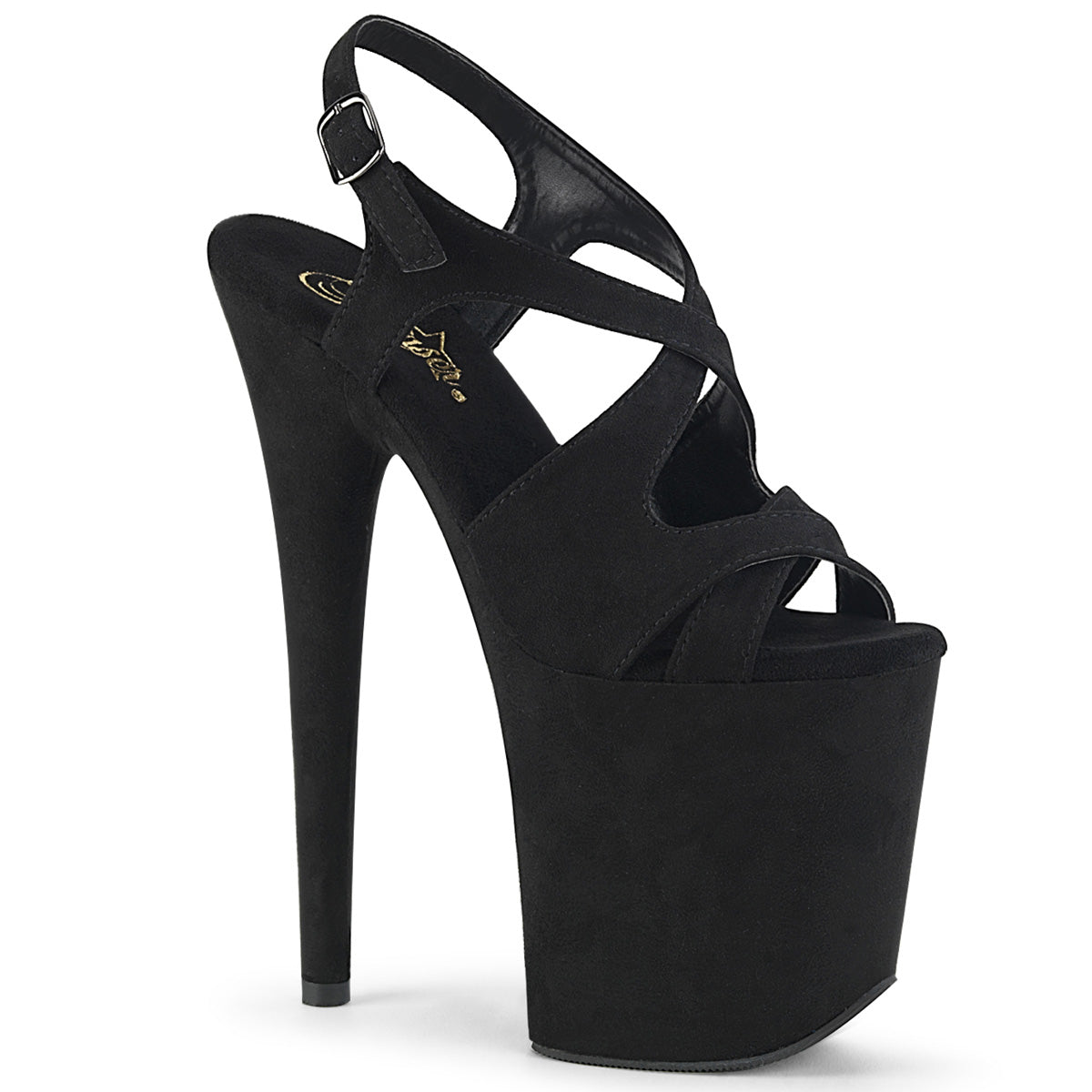 Pleaser Womens Sandals FLAMINGO-831FS Blk Faux Suede/Blk Faux Suede