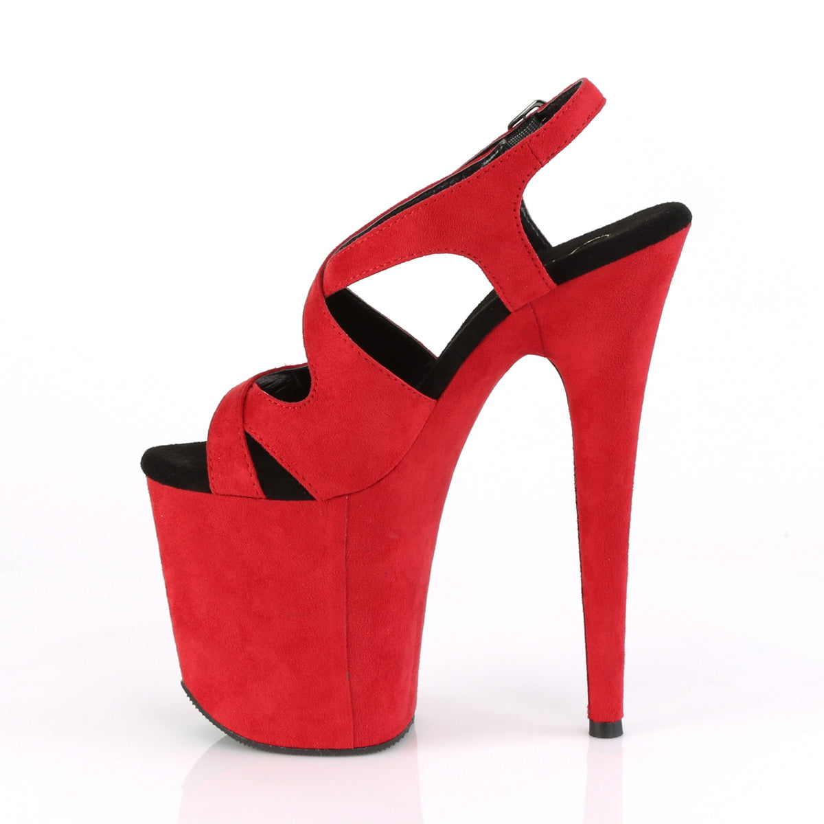 Pleaser Womens Sandals FLAMINGO-831FS Red Faux Suede/Red Faux Suede