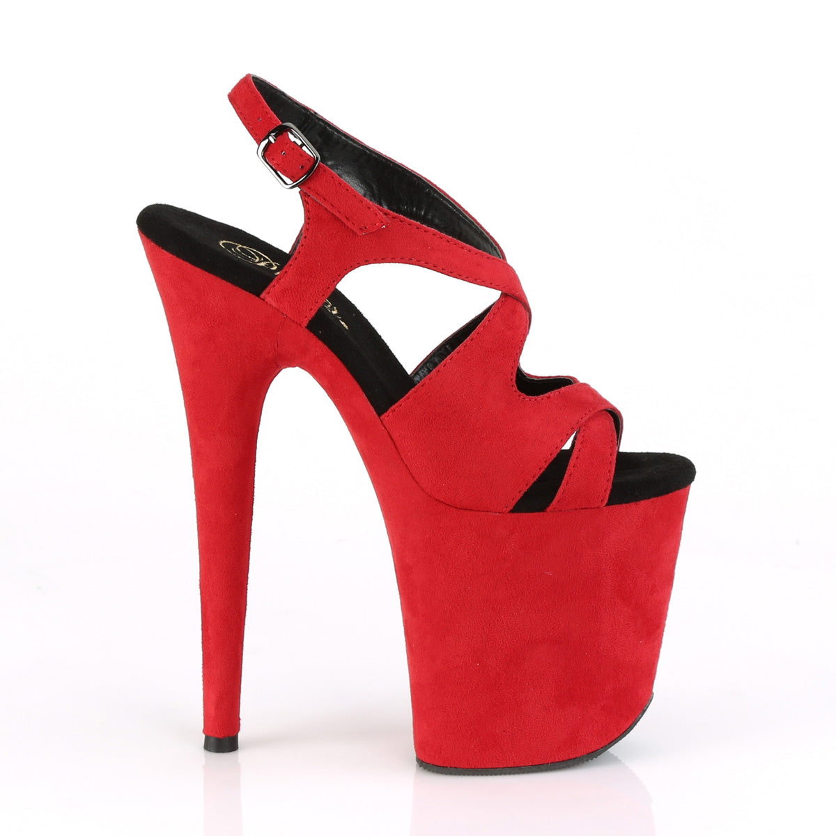 Pleaser Womens Sandals FLAMINGO-831FS Red Faux Suede/Red Faux Suede
