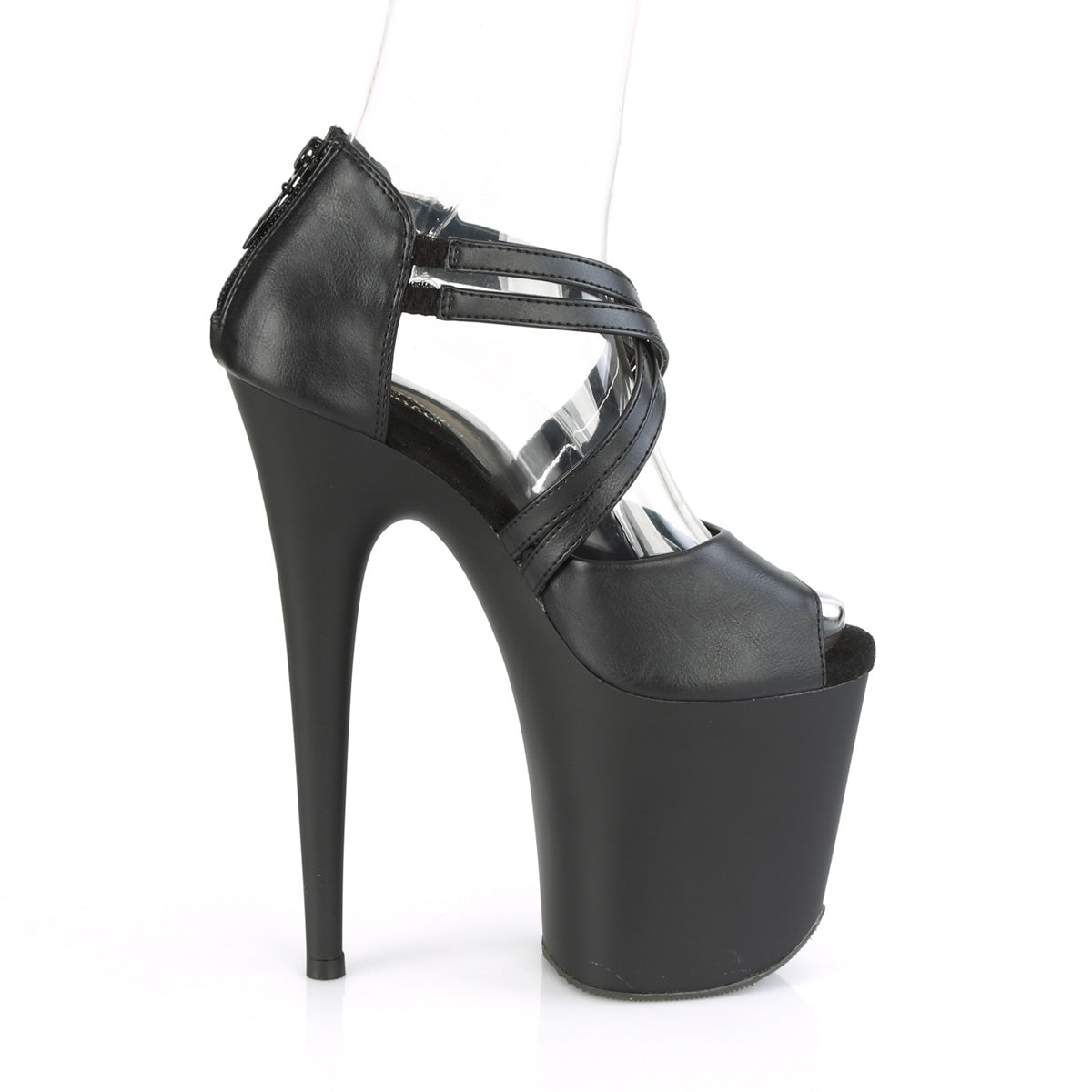 Pleaser Damen Sandalen FLAMINGO-865 BLK Faux Leder / BLK Matte
