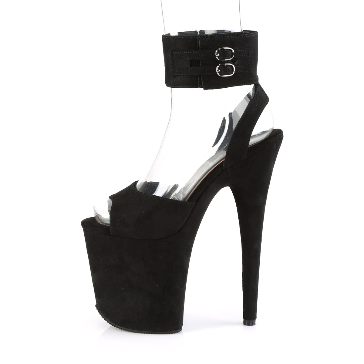 Pleaser Damen Sandalen FLAMINGO-891 BLK Faux Wildleder / BLK Faux Wildleder