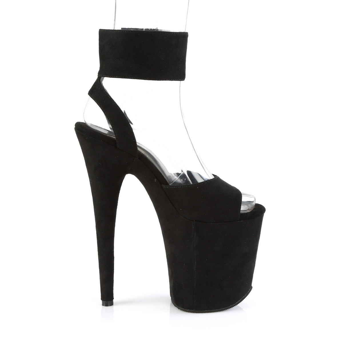 Pleaser Damen Sandalen FLAMINGO-891 BLK Faux Wildleder / BLK Faux Wildleder