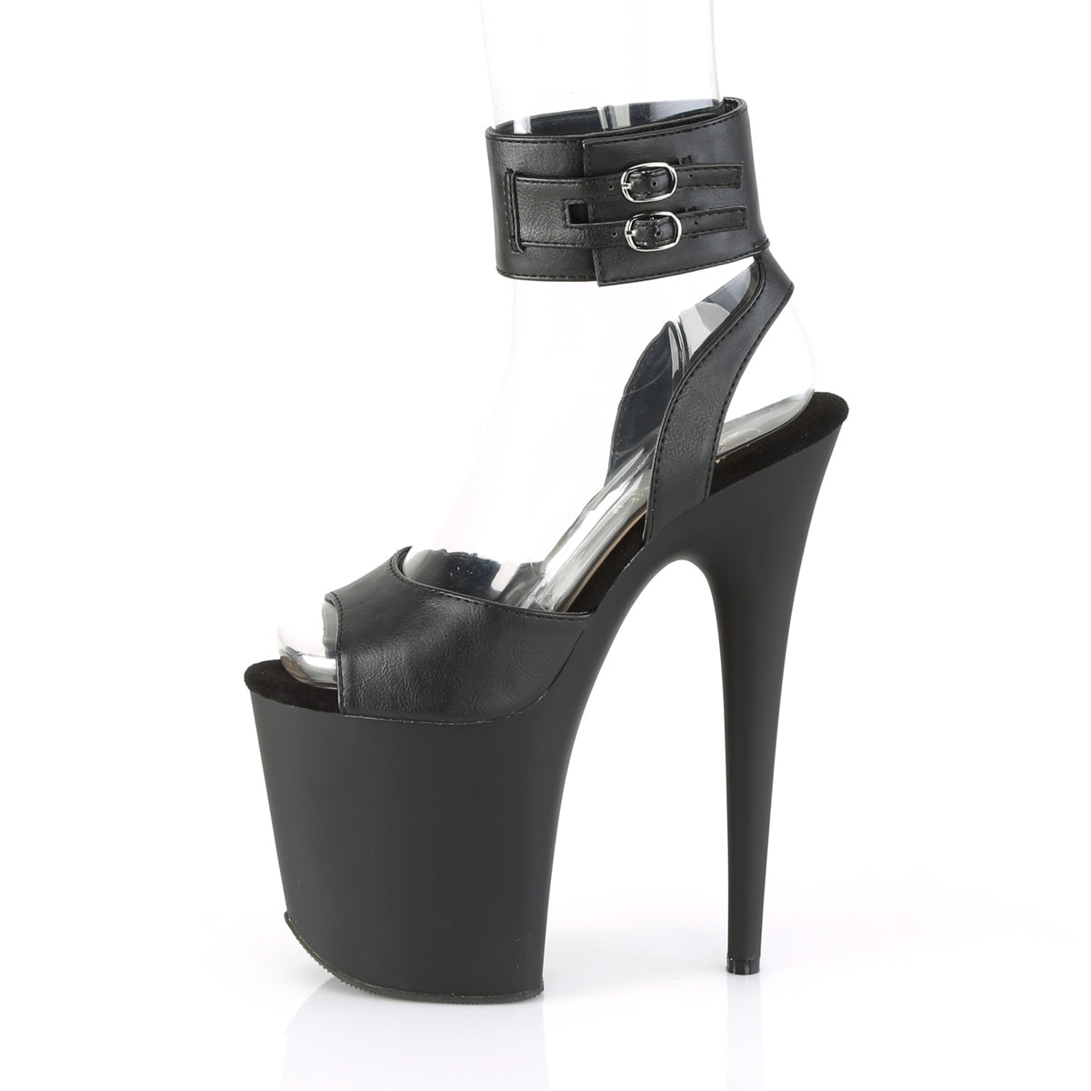 Pleaser Womens Sandals FLAMINGO-891 Blk Faux Leather/Blk Matte