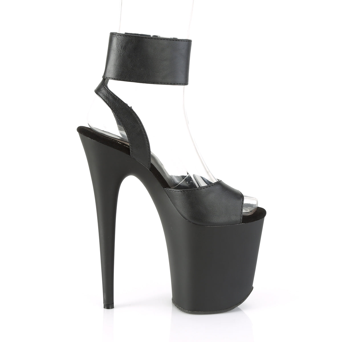 Pleaser Womens Sandals FLAMINGO-891 Blk Faux Leather/Blk Matte