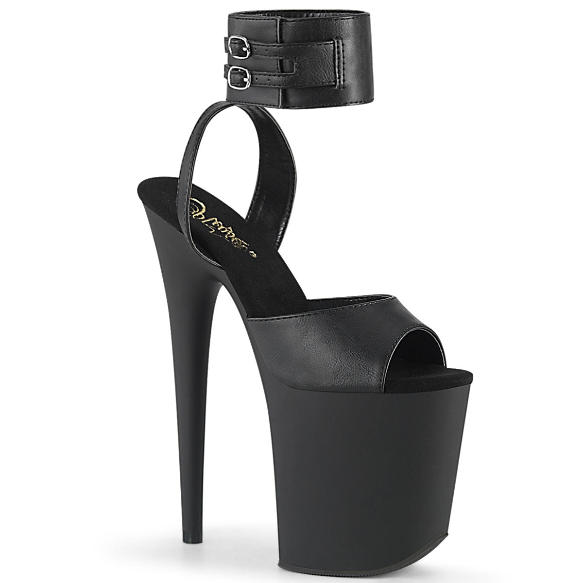 Pleaser Womens Sandals FLAMINGO-891 Blk Faux Leather/Blk Matte
