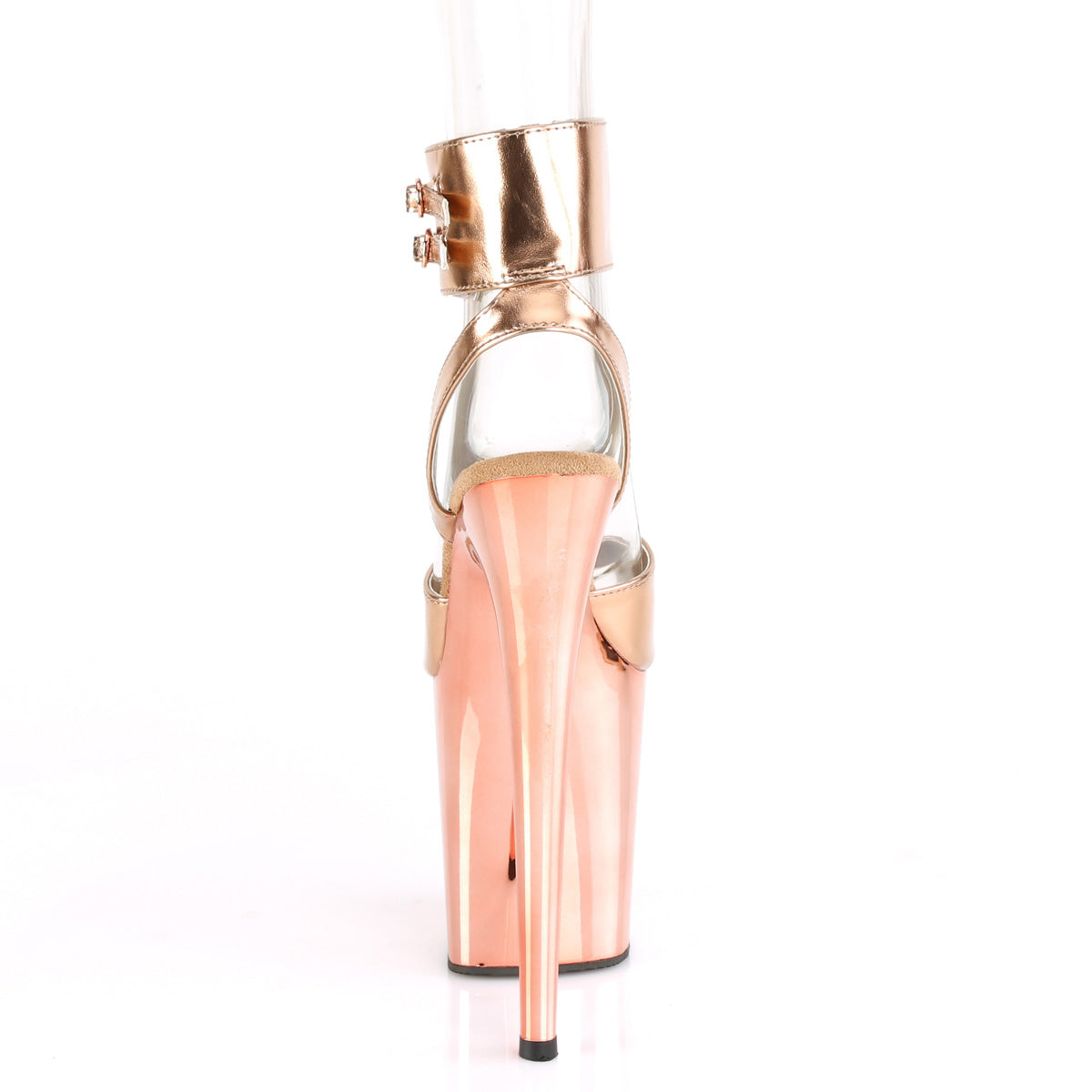 Pleaser Damen Sandalen FLAMINGO-891 Rose Gold Metallic PU / Rose Gold Chrome