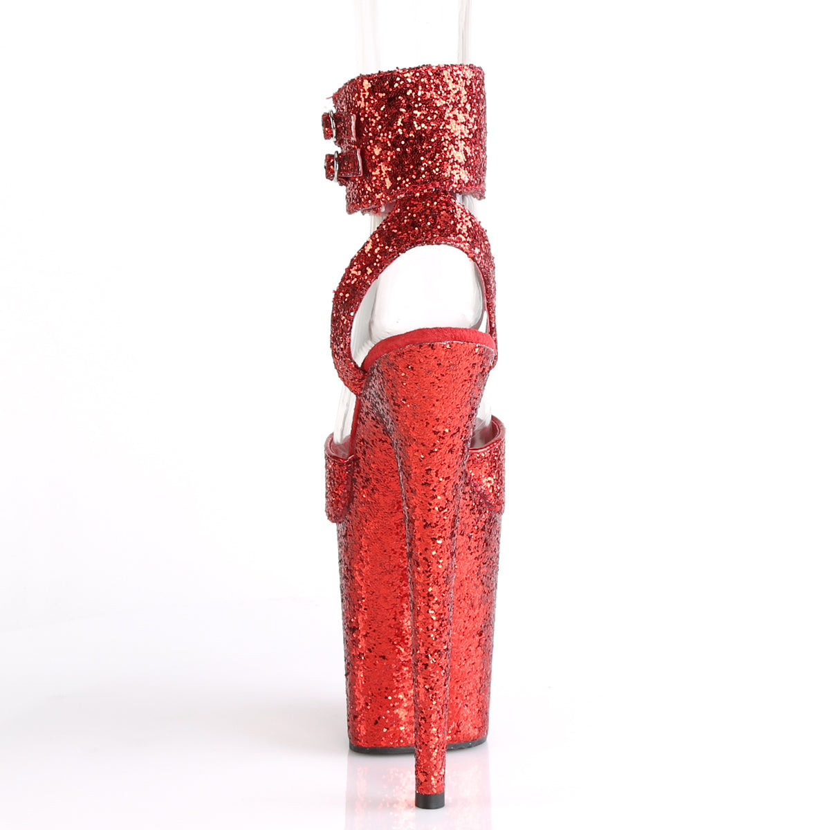 Pleaser Womens Sandals FLAMINGO-891LG Red Glitter/Red Glitter