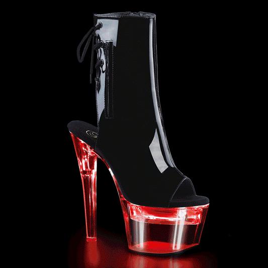 Pleaser Damen Knöchelstiefel FLASHDANCE-1018-7 blk pat / clr