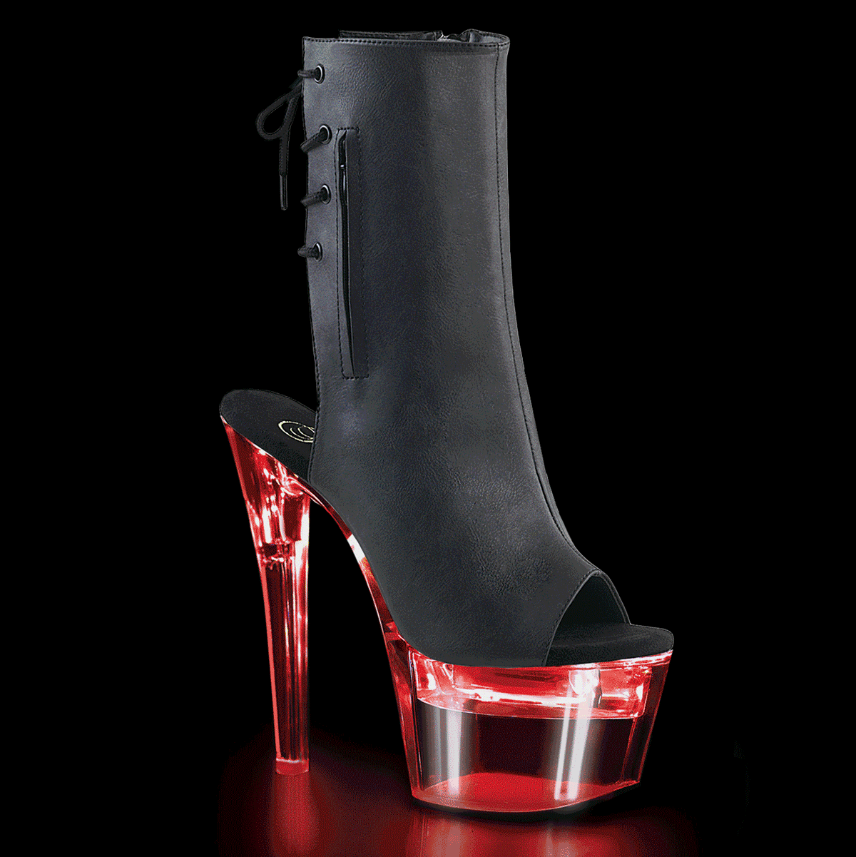Pleaser Damen Knöchelstiefel FLASHDANCE-1018-7 BLK-Faux-Leder / CLR