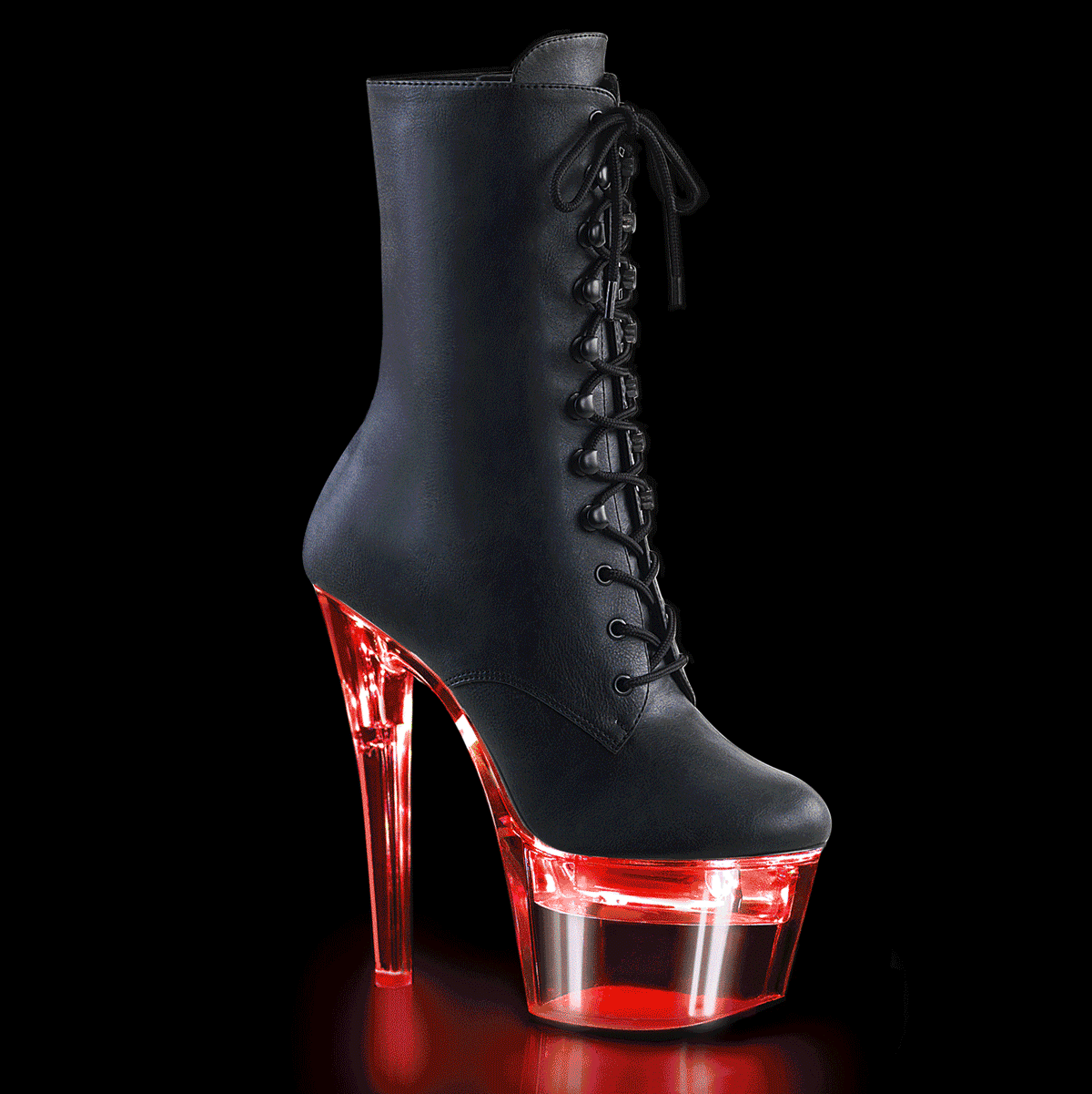 Pleaser Damen Knöchelstiefel FLASHDANCE-1020-7 BLK-Faux-Leder / CLR
