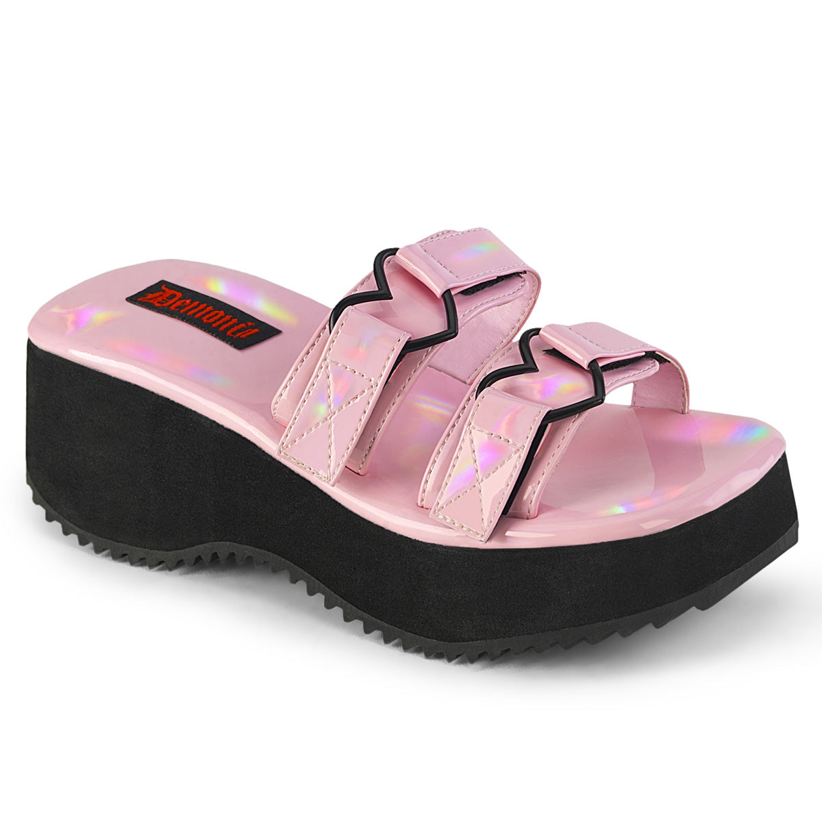 DemoniaCult Sandals FLIP-12 B. Pink Holo Pat