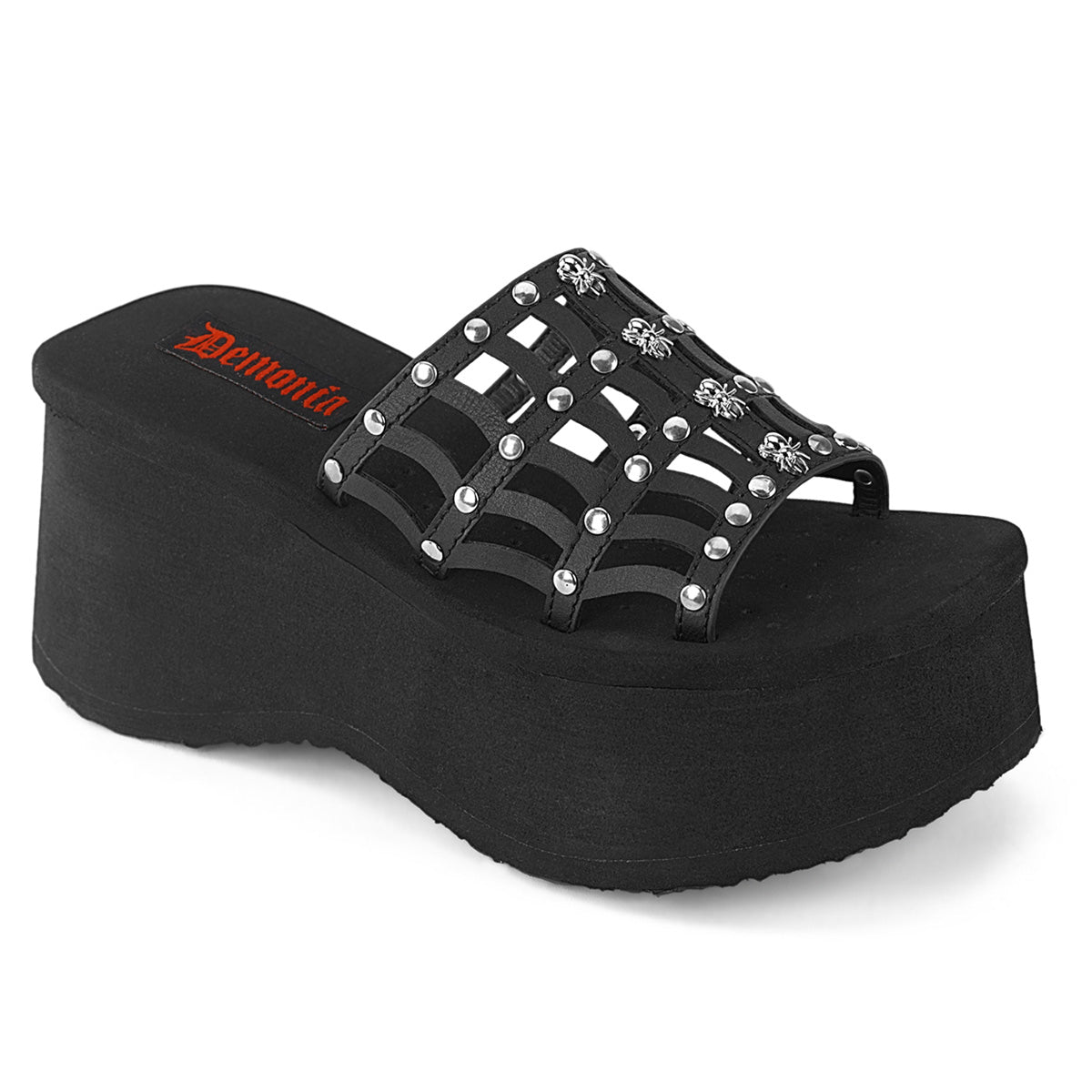 DemoniaCult Sandalen FUNN-13 BLK Vegan Leder