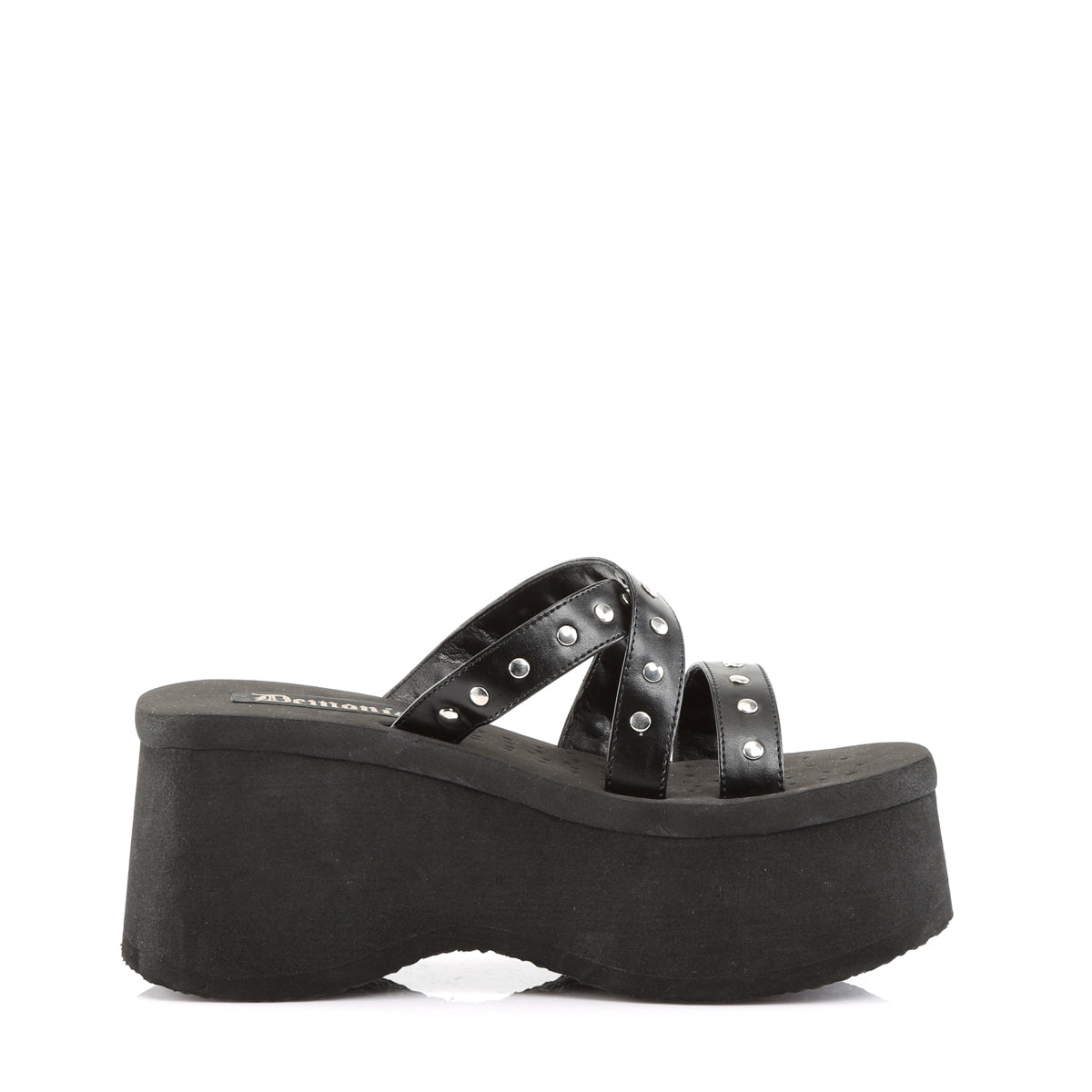 DemoniaCult Frauen Sandalen FUNN-19 BLK Vegan Leder