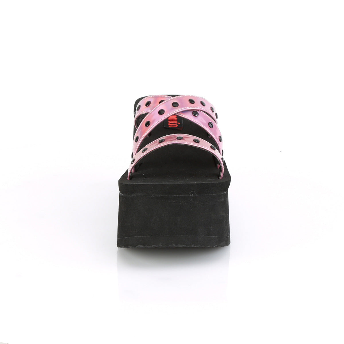 DemoniaCult Frauen Sandalen FUNN-19 Pink Hologramm
