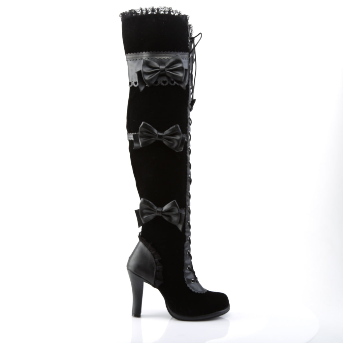 DemoniaCult Frauenstiefel GLAM-300 BLK Vegan Leder-Velvet