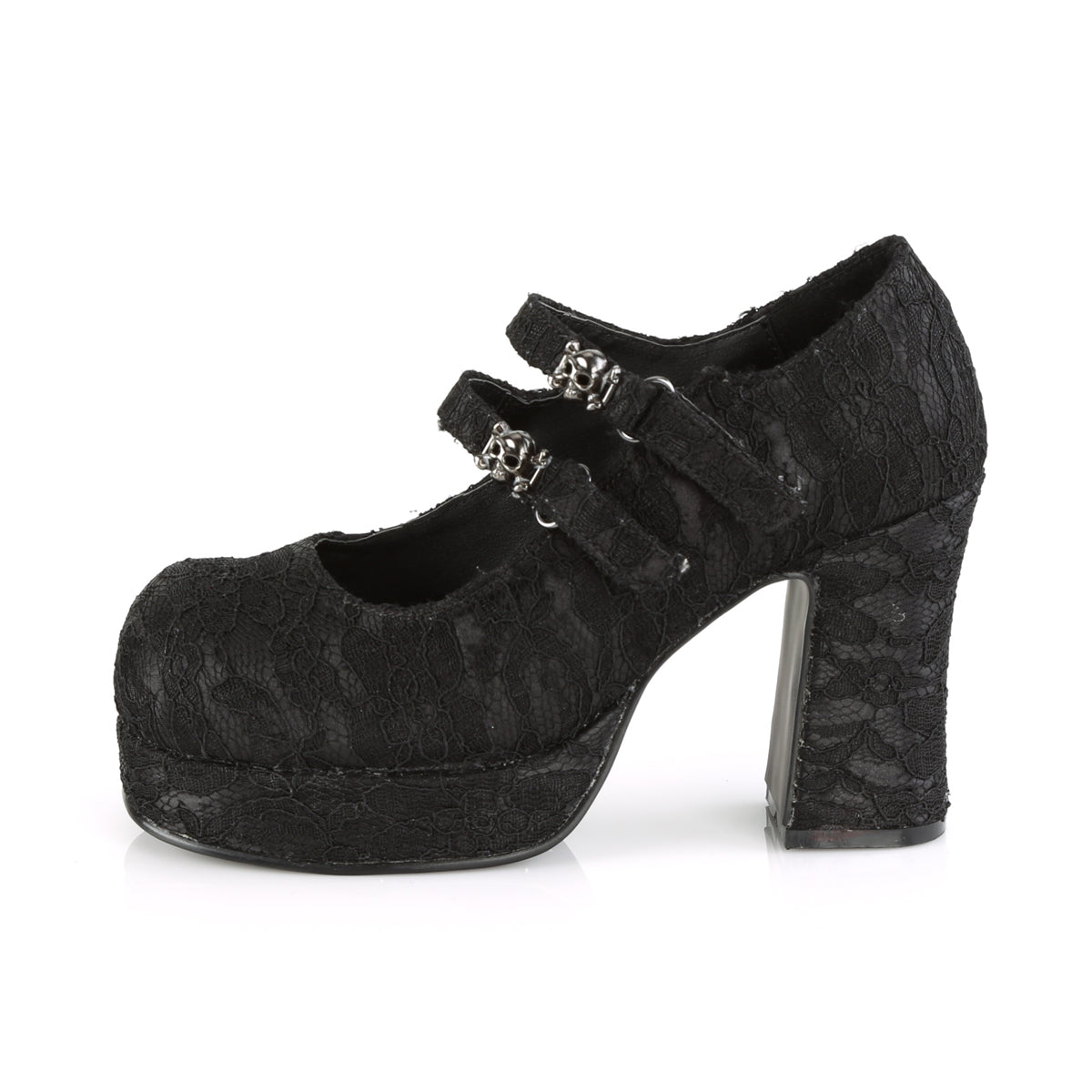 DemoniaCult Frauenpumpen GOTHIKA-09 BLK Satin-Lace