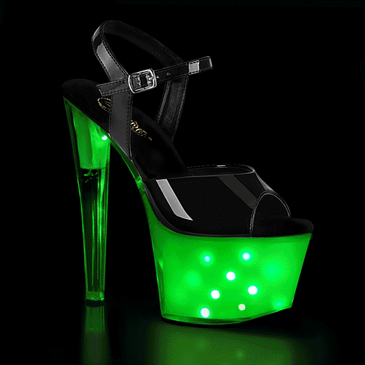 Pleaser Damen Sandalen ILLUMINATOR-709 BLK Pat / White Glow