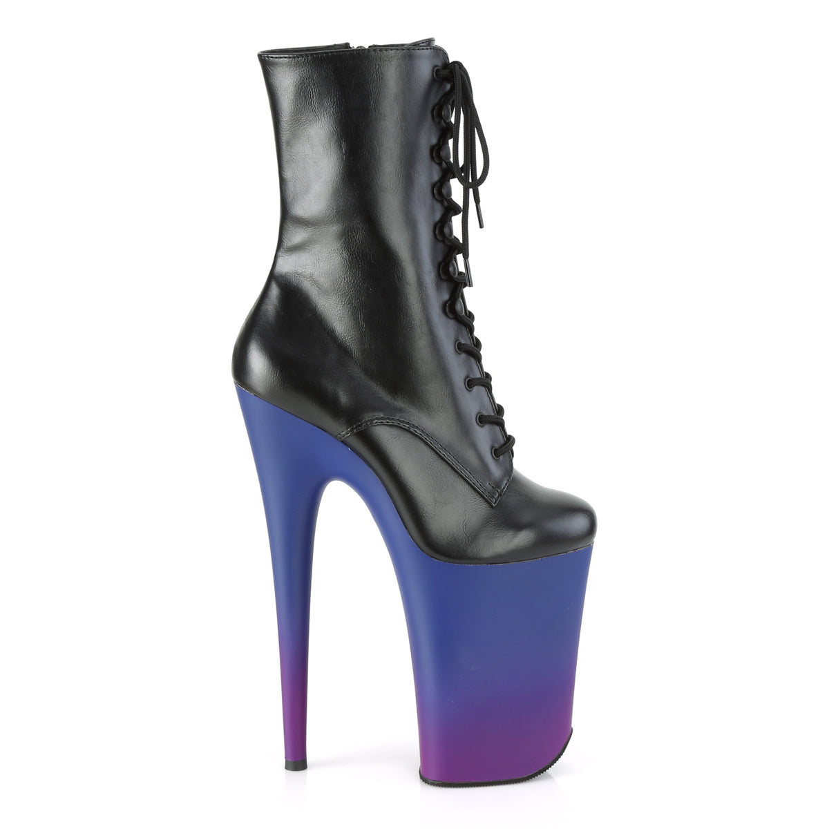 Pleaser Damen Knöchelstiefel INFINITY-1020BP BLK Faux Leder / Blau-Purple Ombre
