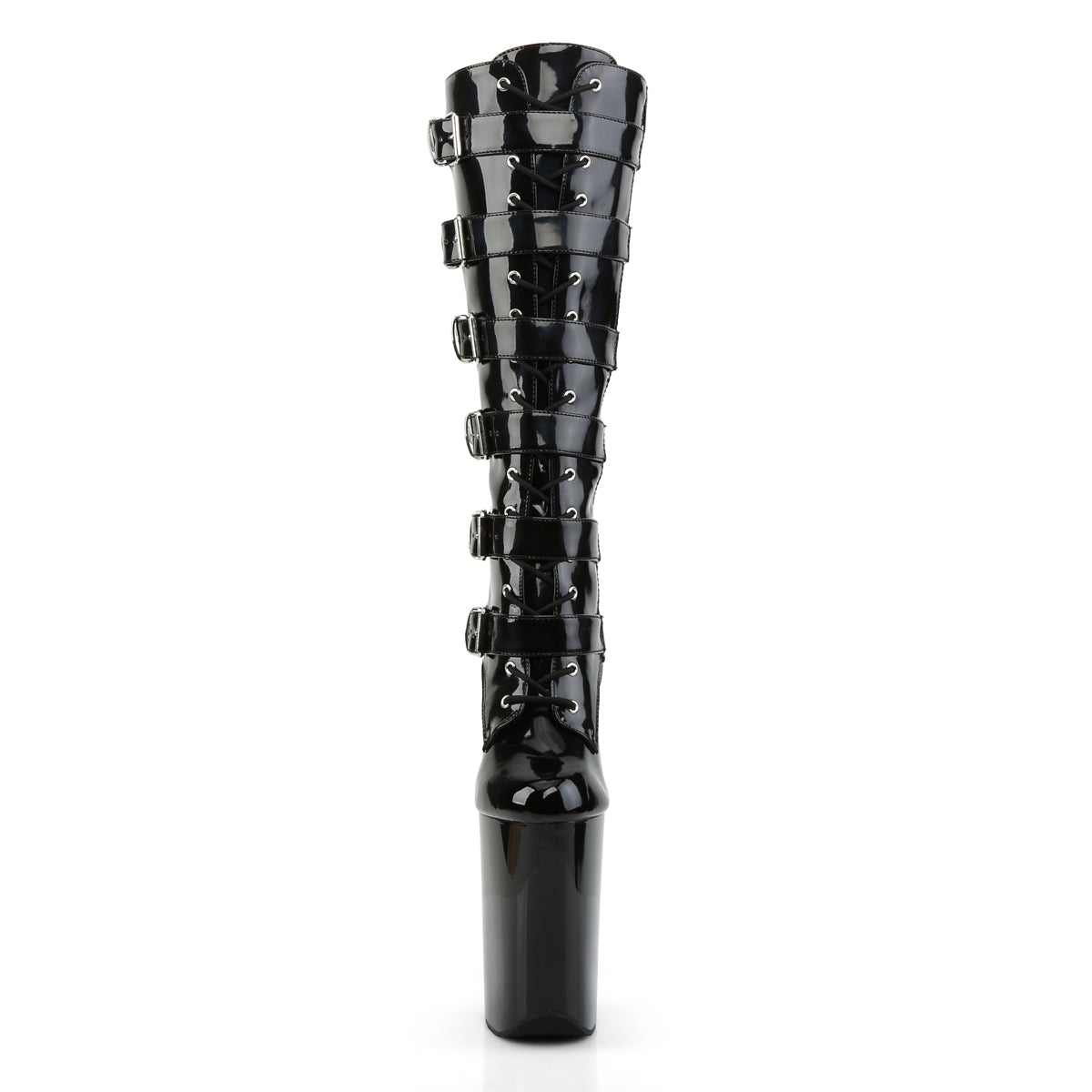 Pleaser Womens Boots. INFINITY-2049 BLK Pat / BLK