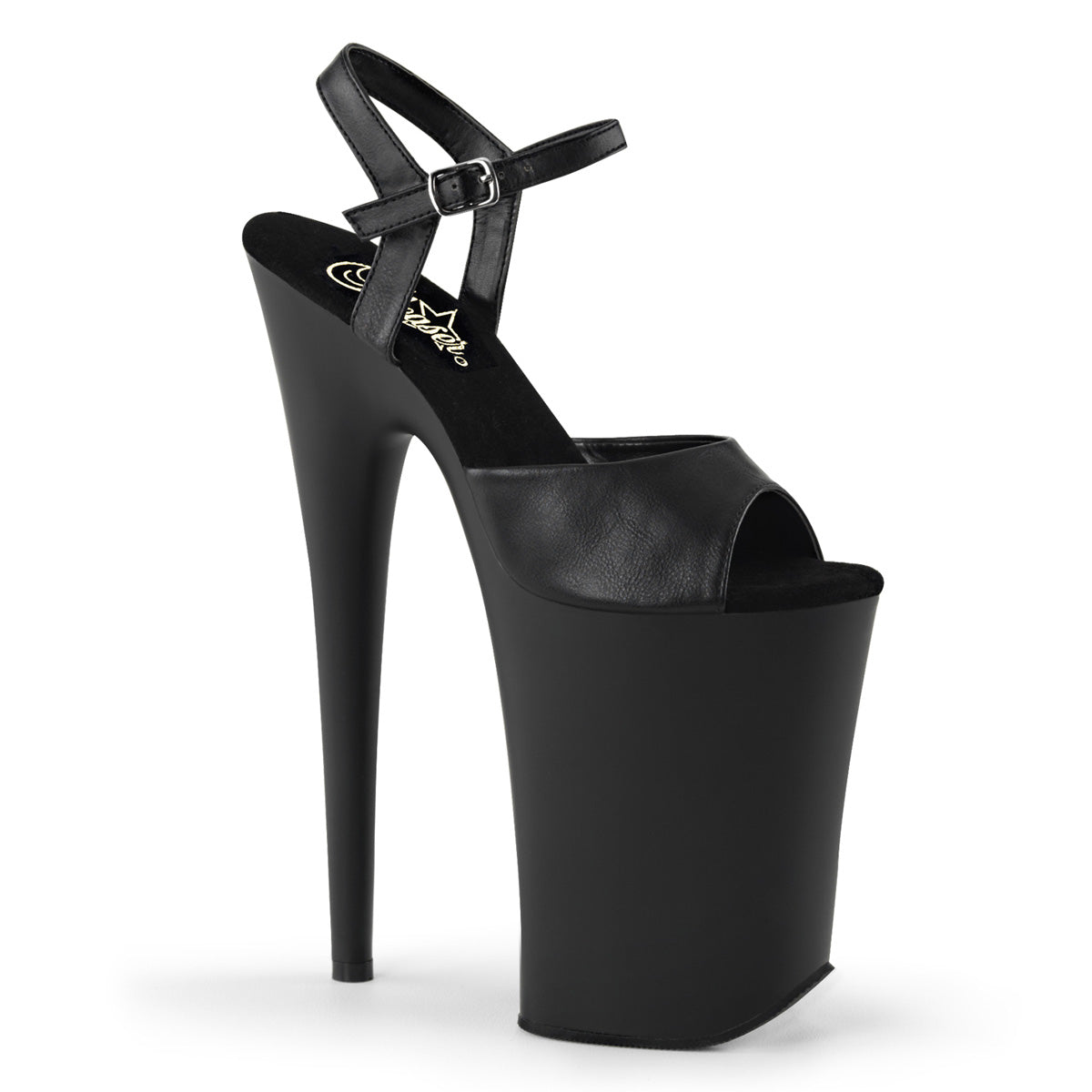 Pleaser Damen Sandalen INFINITY-909 BLK Faux Leder / BLK Matte