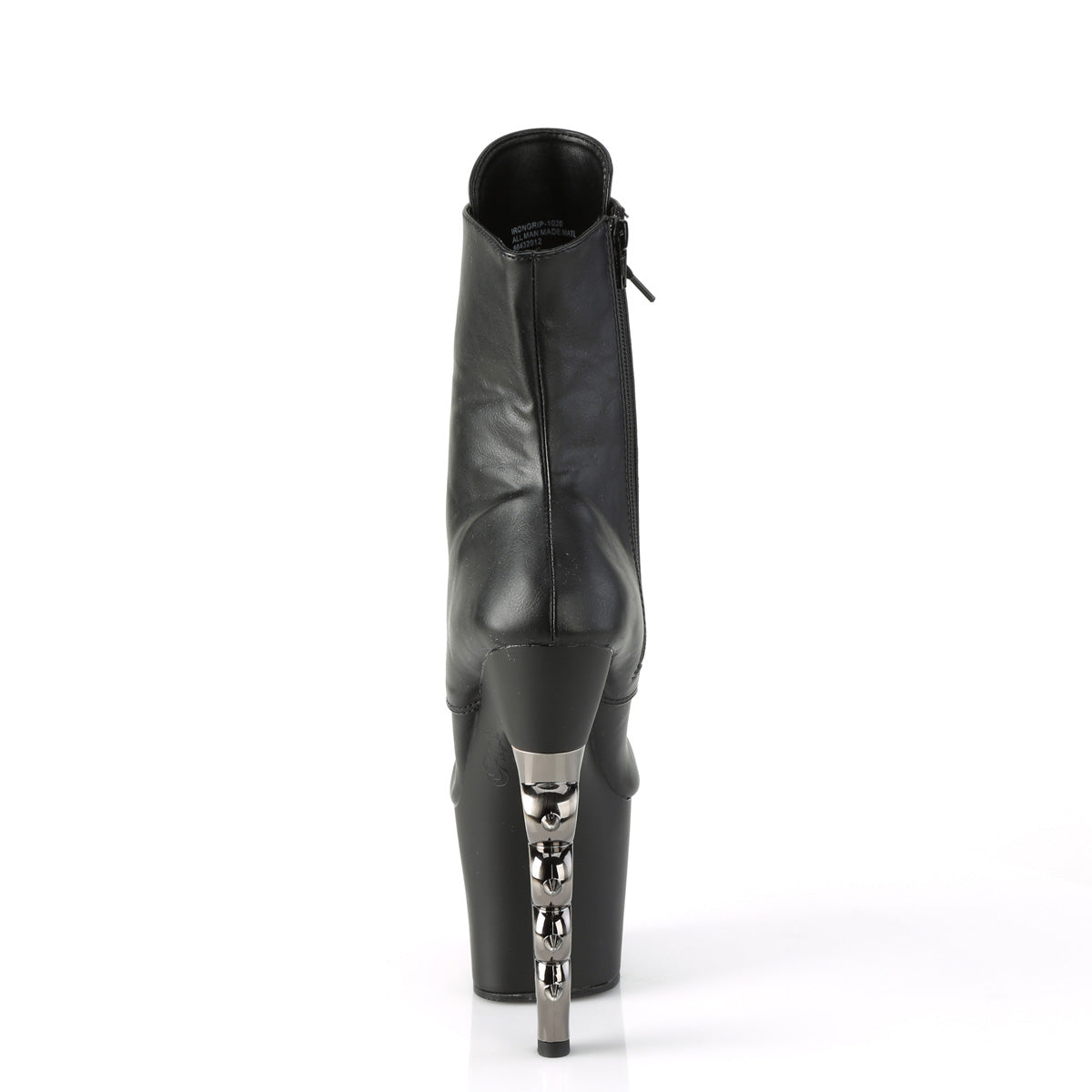 Pleaser Damen Knöchelstiefel IRONGRIP-1020 BLK Faux Leder / BLK Matt-SLV gebürstet