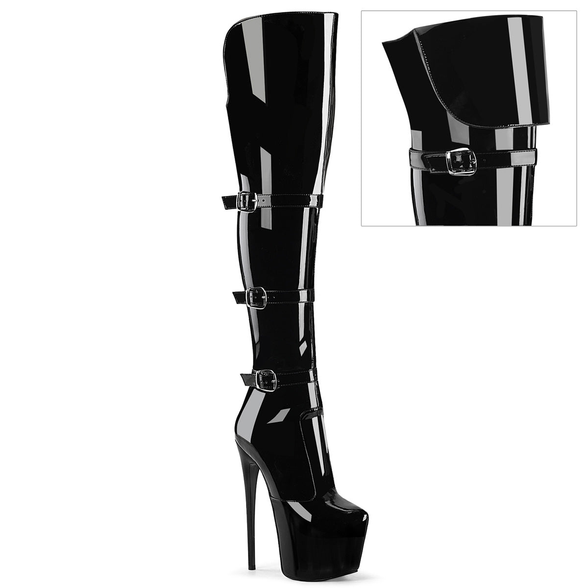 Pleaser Women's Platform Shoes JUBILANT-3018 Blk Str. Pat