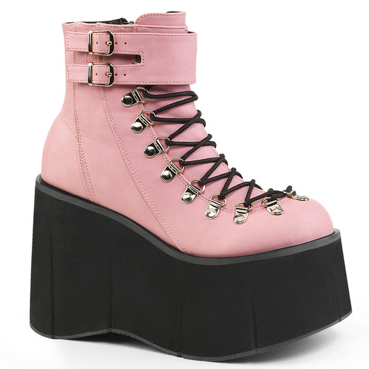 DemoniaCult Damenknöchelstiefel KERA-21 B. Pink Vegan Leder