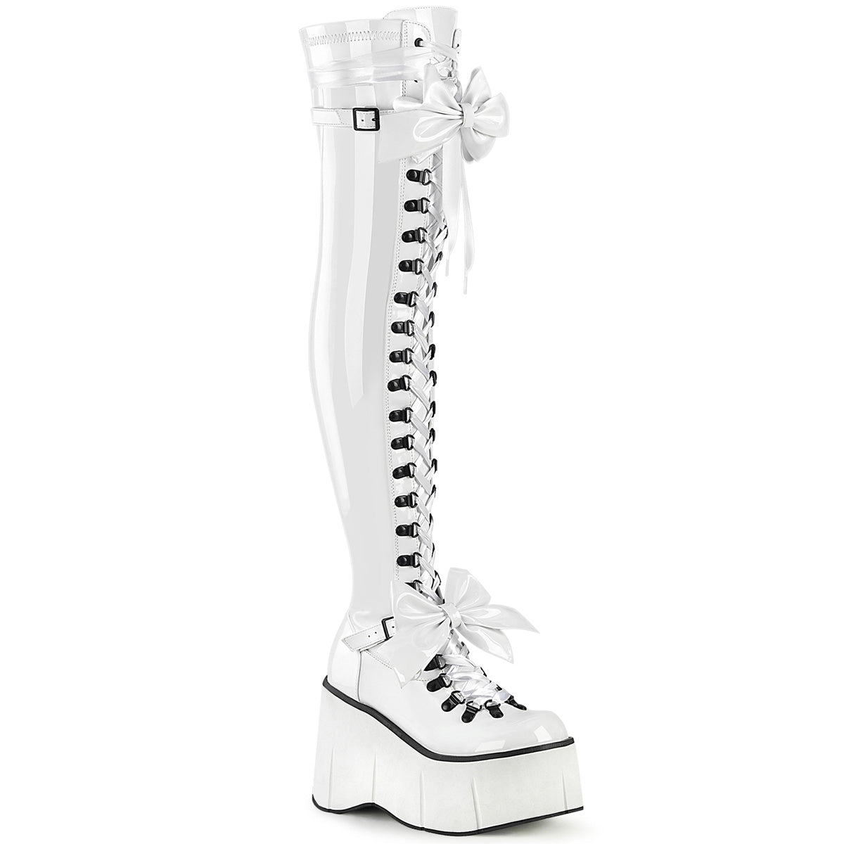 DemoniaCult Stiefel KERA-303 WHT Stretch Patent