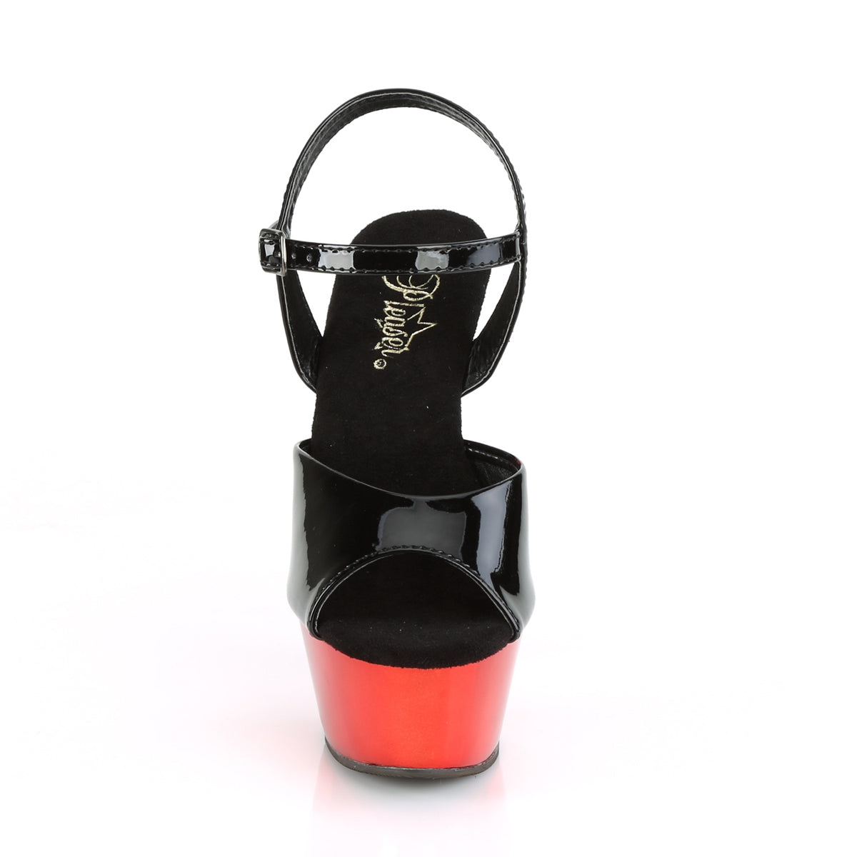 Pleaser Damen Sandalen KISS-209 BLK Pat / Red Chrome