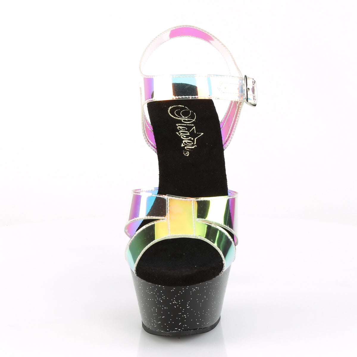 Pleaser Damen Sandalen KISS-220mmr Magic Mirror TPU / BLK