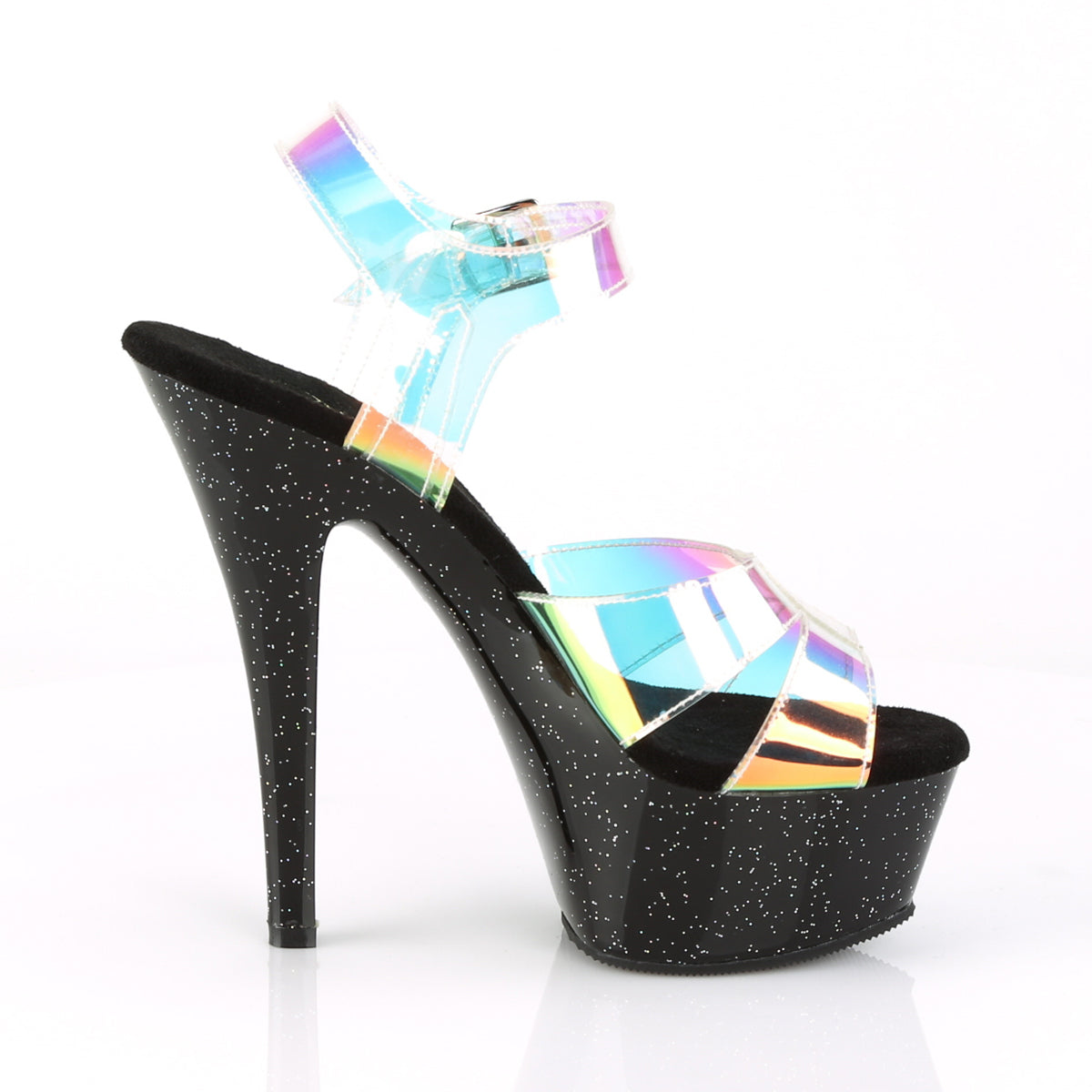 Pleaser Damen Sandalen KISS-220mmr Magic Mirror TPU / BLK