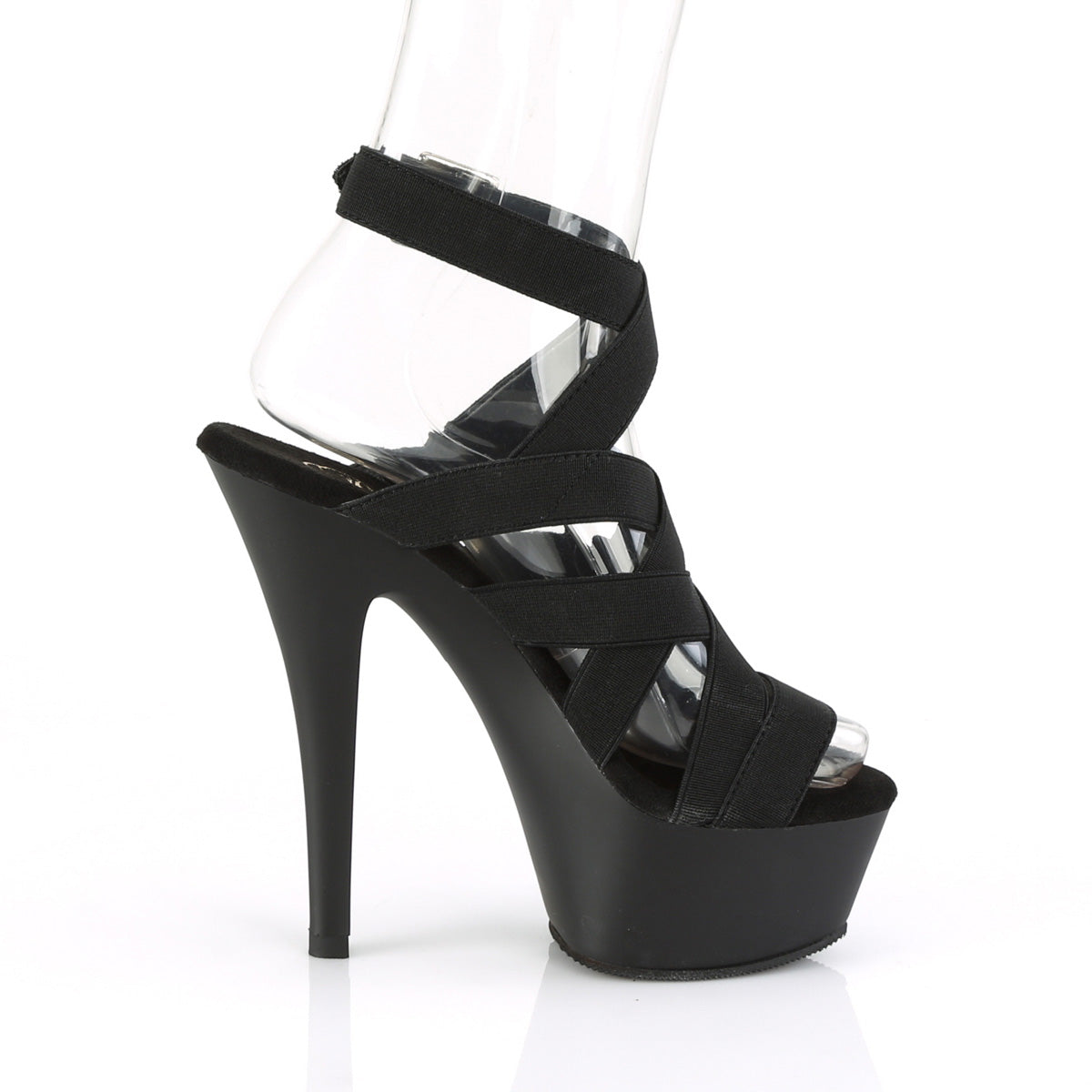 Pleaser Damen Sandalen KISS-241 BLK elastisches Band / BLK Matte