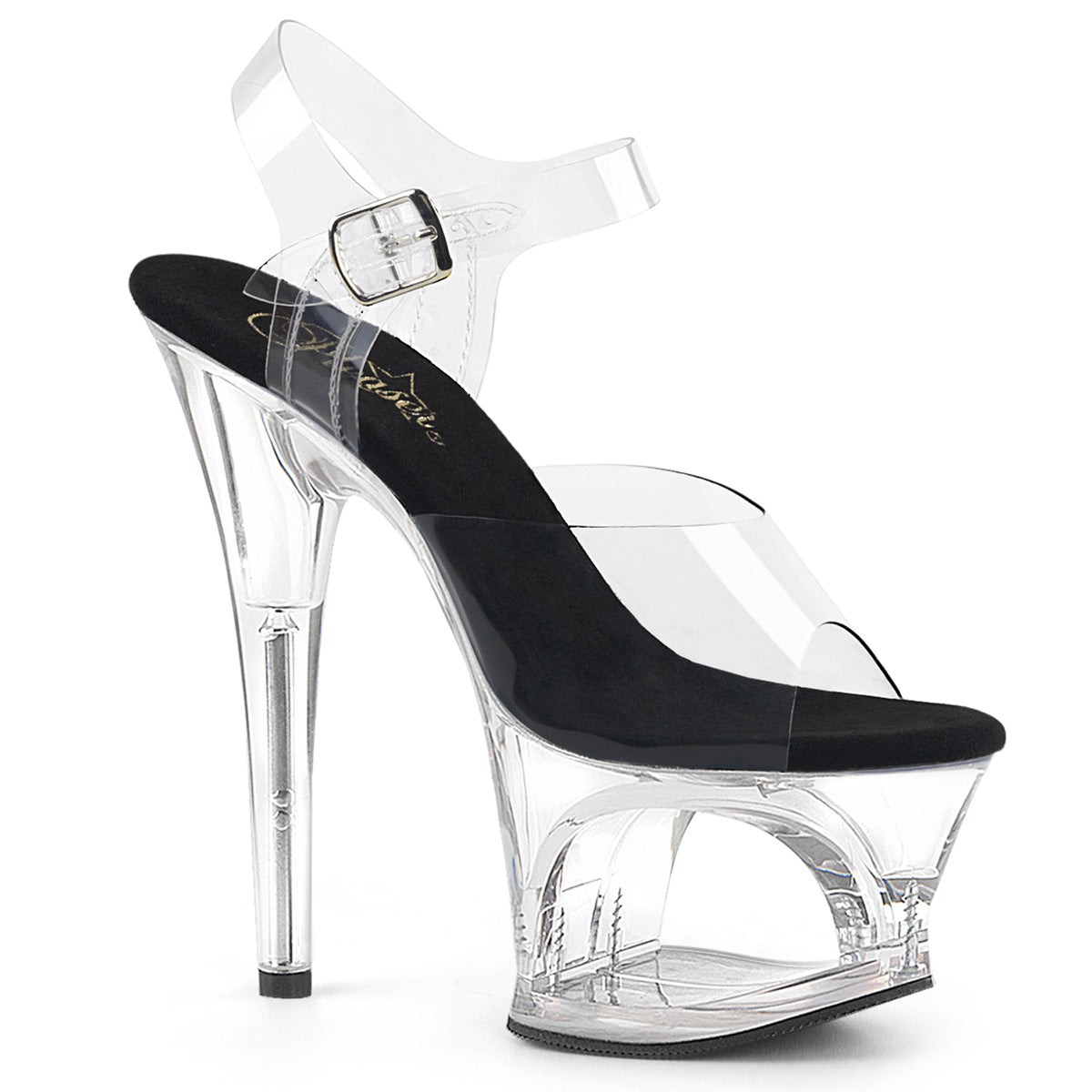 Pleaser Womens Sandals MOON-708 Clr-Blk/Clr