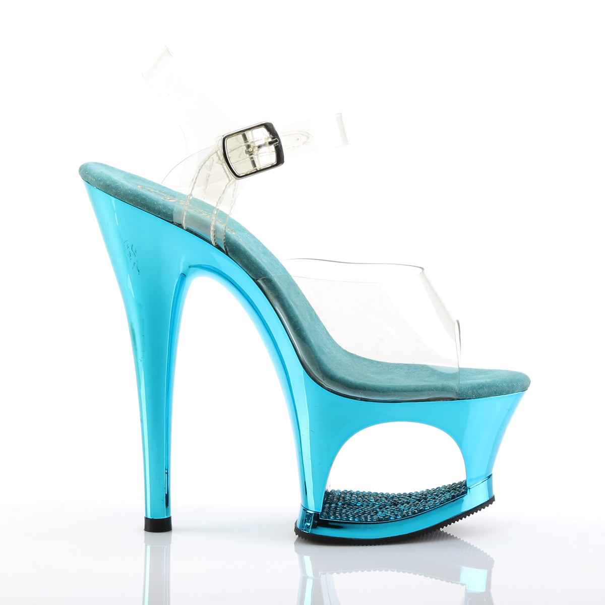 Pleaser Damen Sandalen MOON-708DMCH CLR / TURQUOISE Chrome