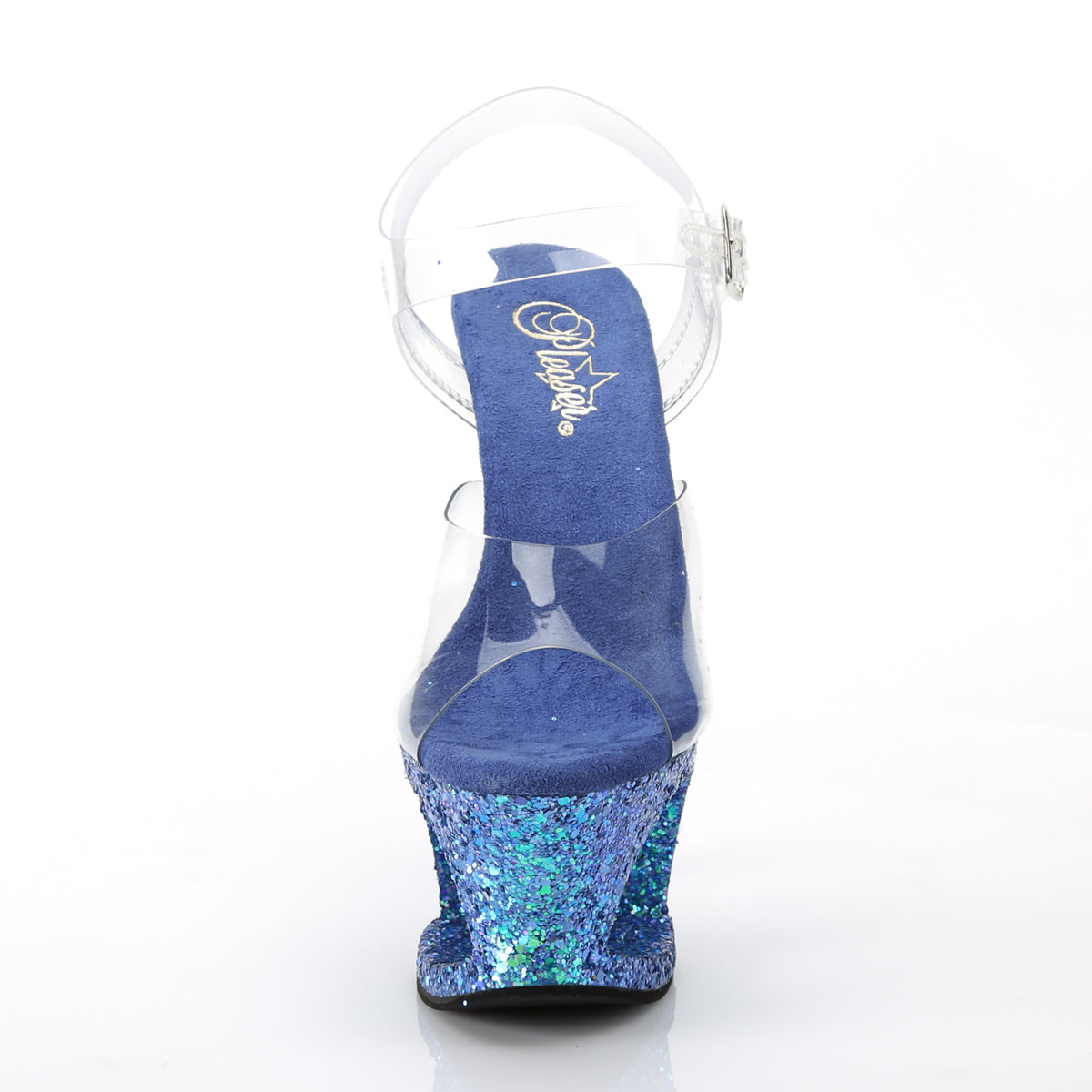Pleaser Damen Sandalen MOON-708lg CLR / Blue Multi Glitter