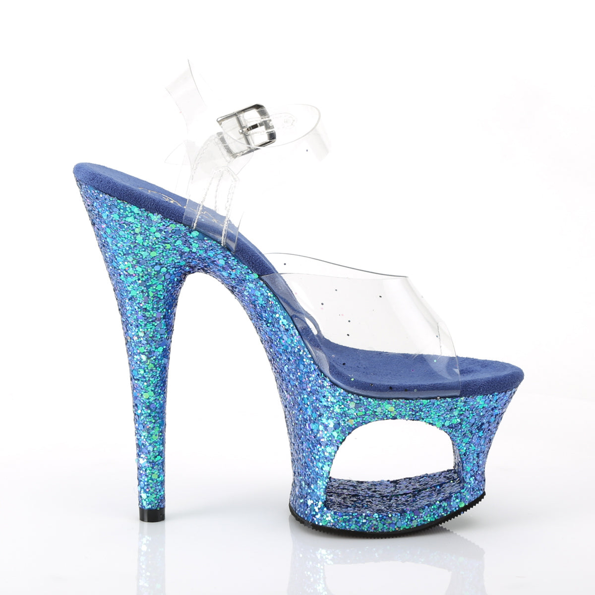 Pleaser Damen Sandalen MOON-708lg CLR / Blue Multi Glitter