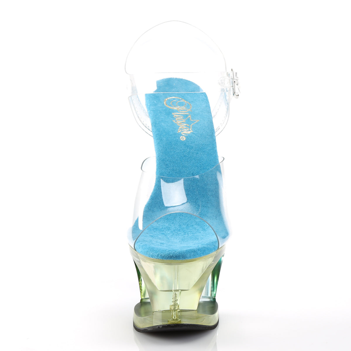 Pleaser Damen Sandalen MOON-708mct clr / lt. Blau getönt
