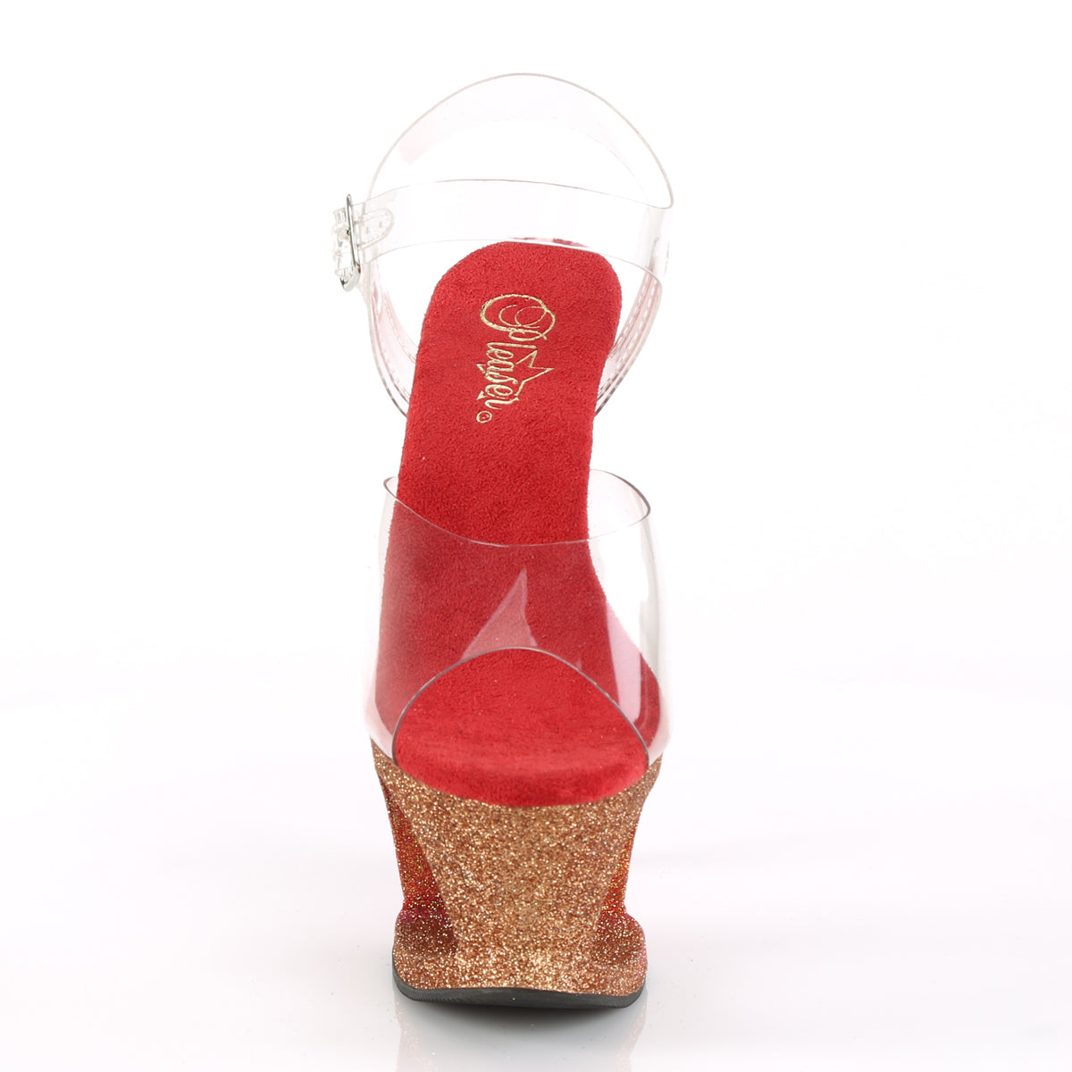 Pleaser Damen Sandalen MOON-708ombre clr / rose gold-red ombre