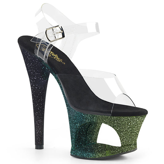 Pleaser Damen Sandalen MOON-708ombre CLR / Emerald-BLK Ombre