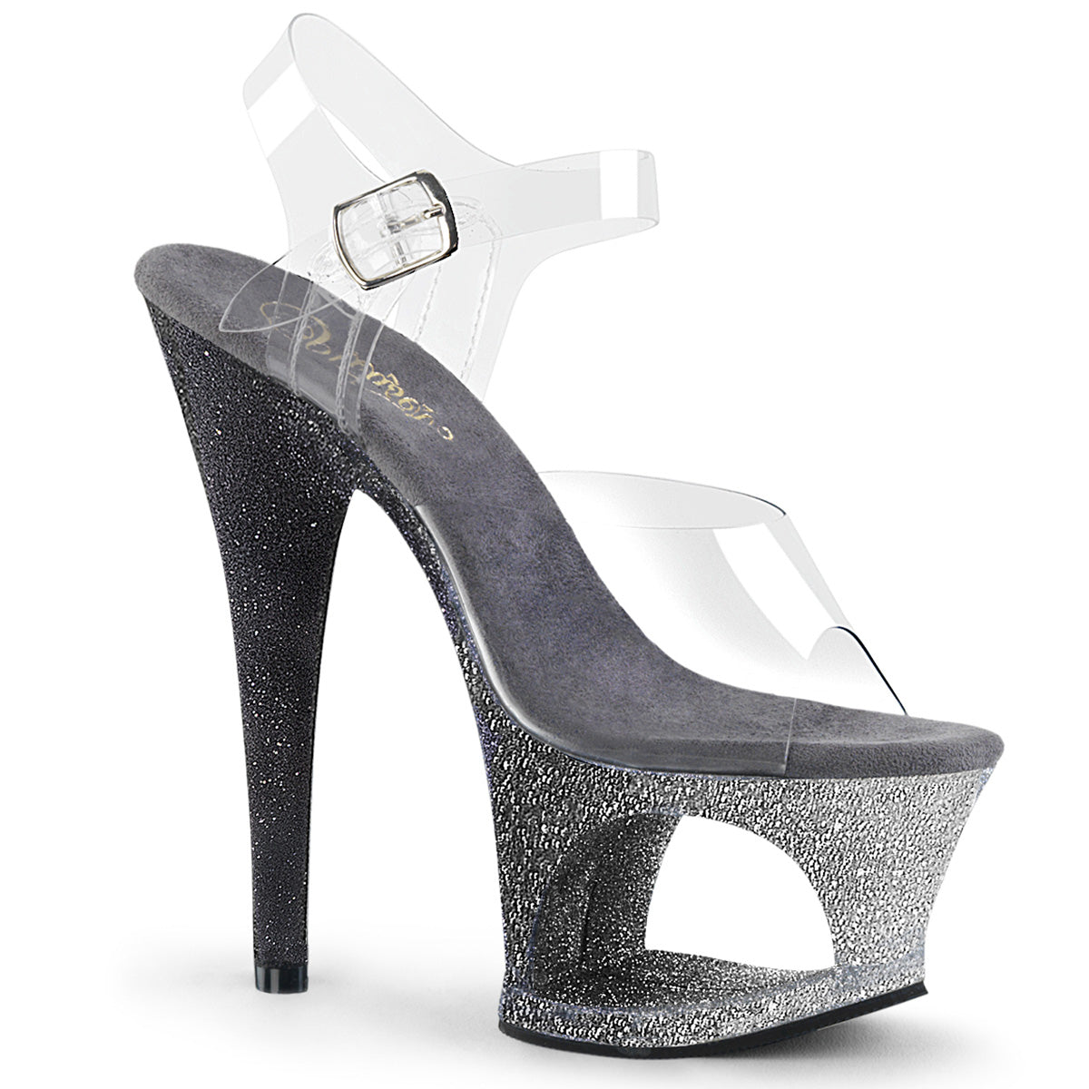Pleaser Damen Sandalen MOON-708ombre CLR / SLV-BLK Ombre