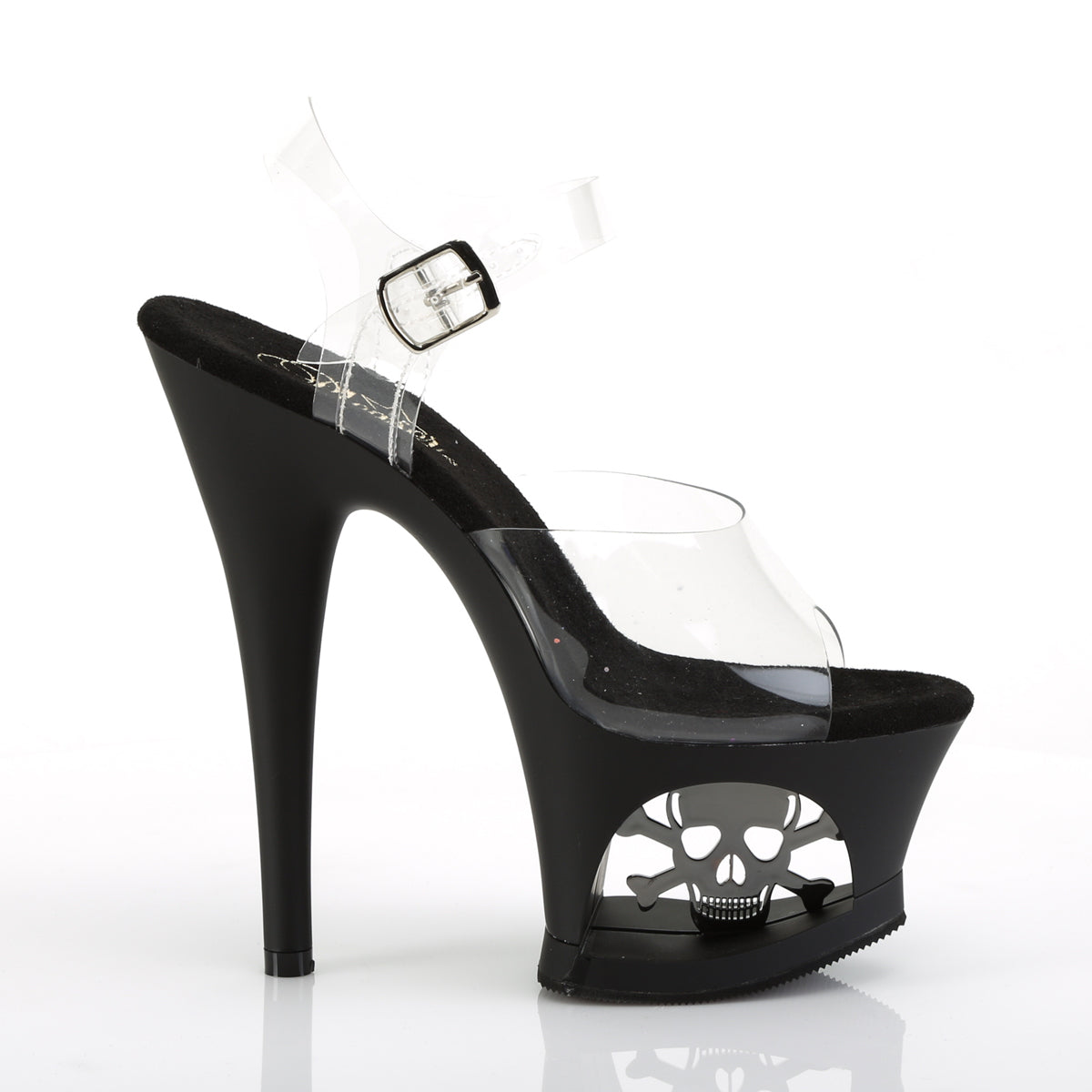 Pleaser Damen Sandalen MOON-708SK CLR / BLK Matte-Pewter