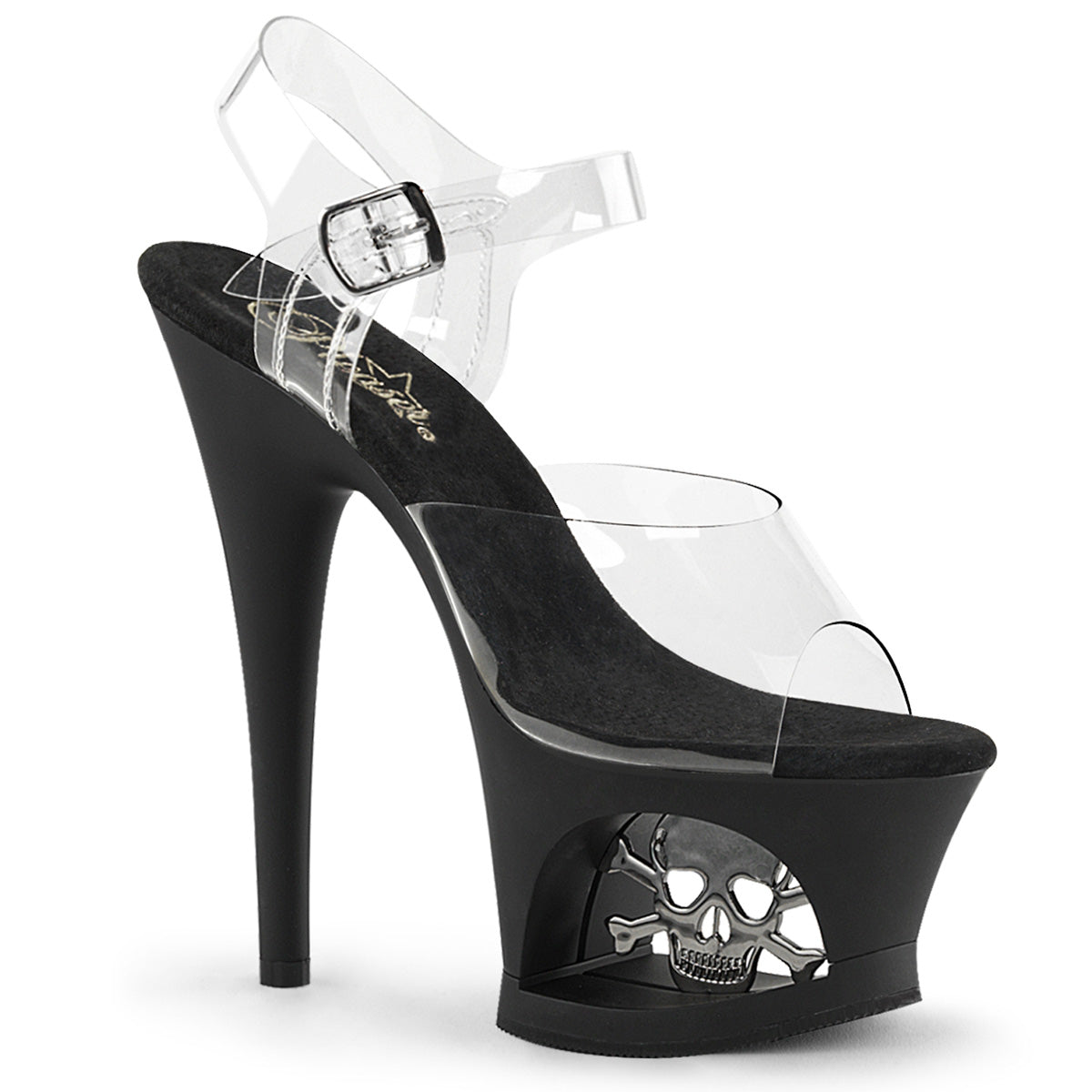 Pleaser Damen Sandalen MOON-708SK CLR / BLK Matte-Pewter