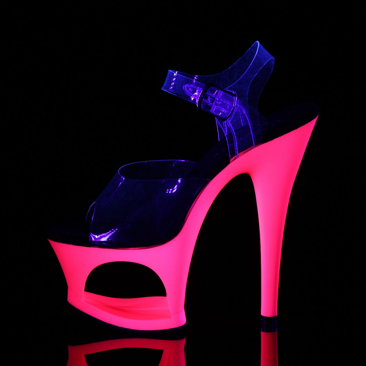 Pleaser Damen Sandalen MOON-708UV CLR / Neon H. Pink