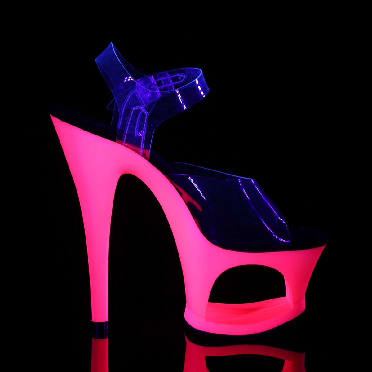 Pleaser Damen Sandalen MOON-708UV CLR / Neon H. Pink