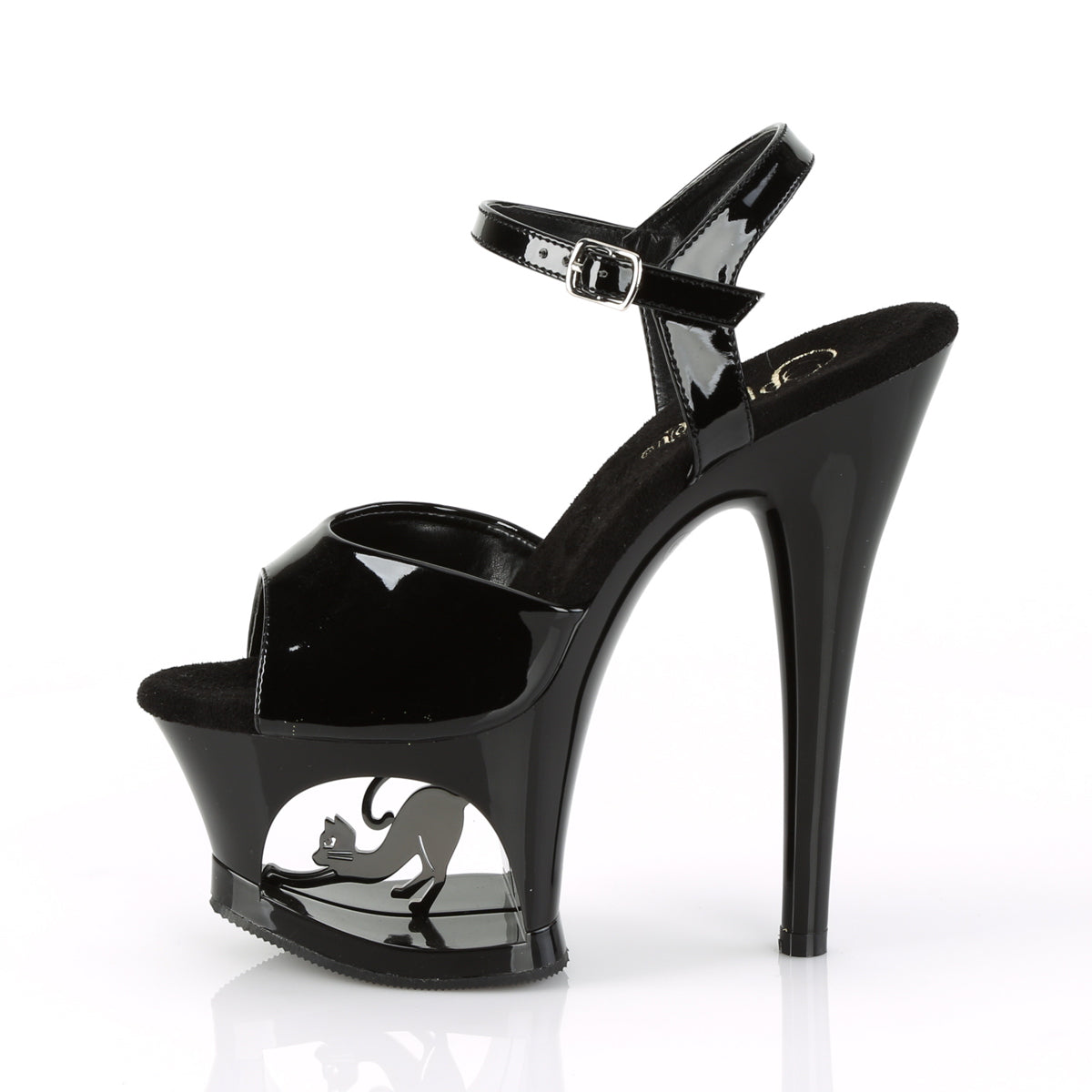 Pleaser Damen Sandalen MOON-709CAT BLK / BLK-SLV