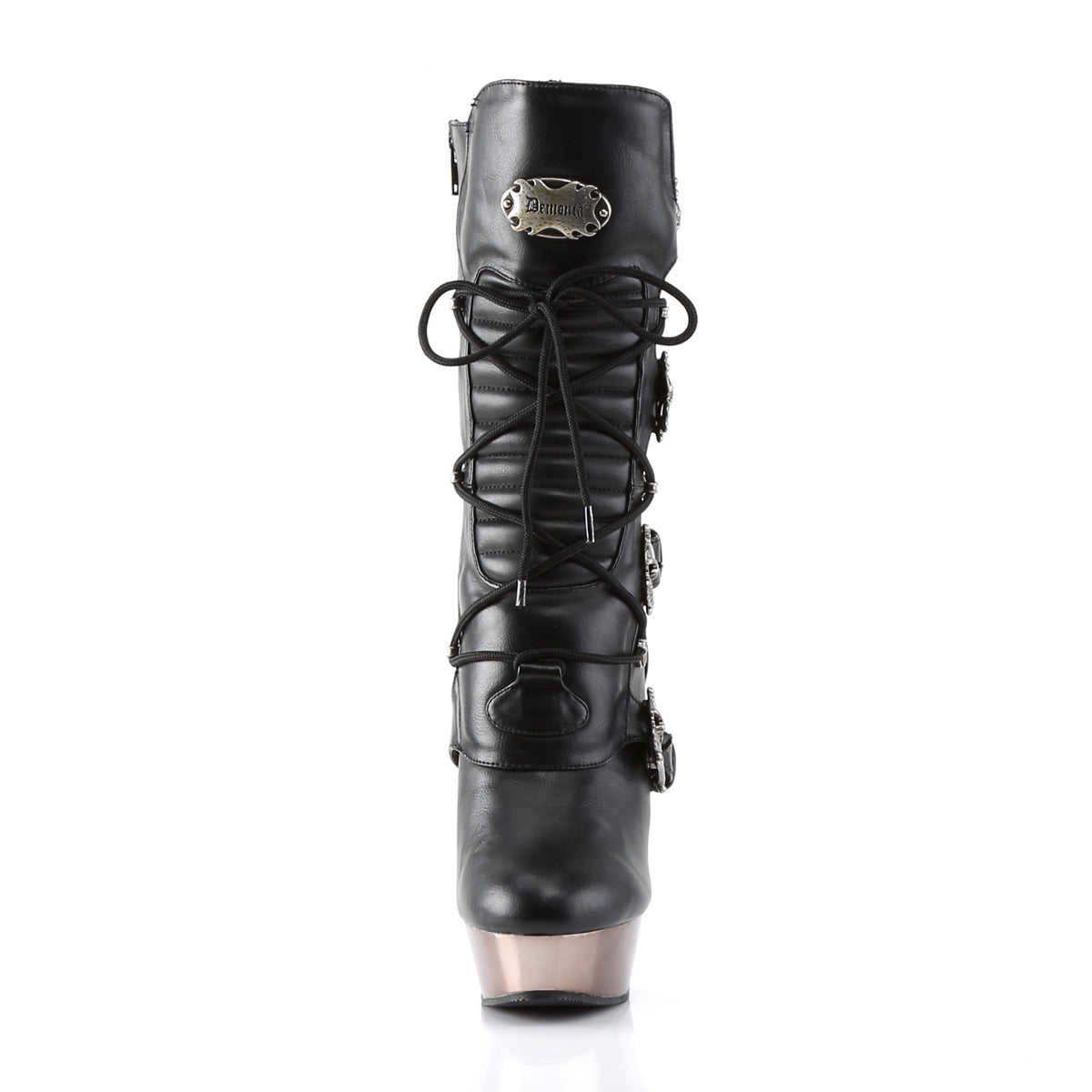 DemoniaCult Frauenstiefel MUERTO-1026 BLK Vegan Leder/Zinn Chrom