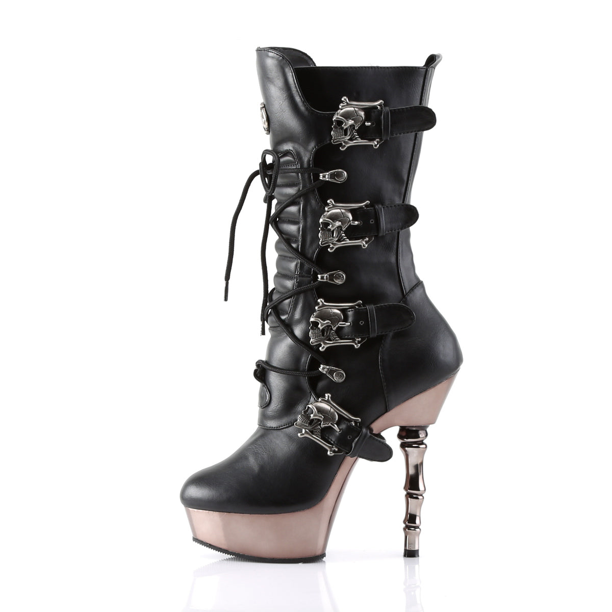 DemoniaCult Frauenstiefel MUERTO-1026 BLK Vegan Leder/Zinn Chrom