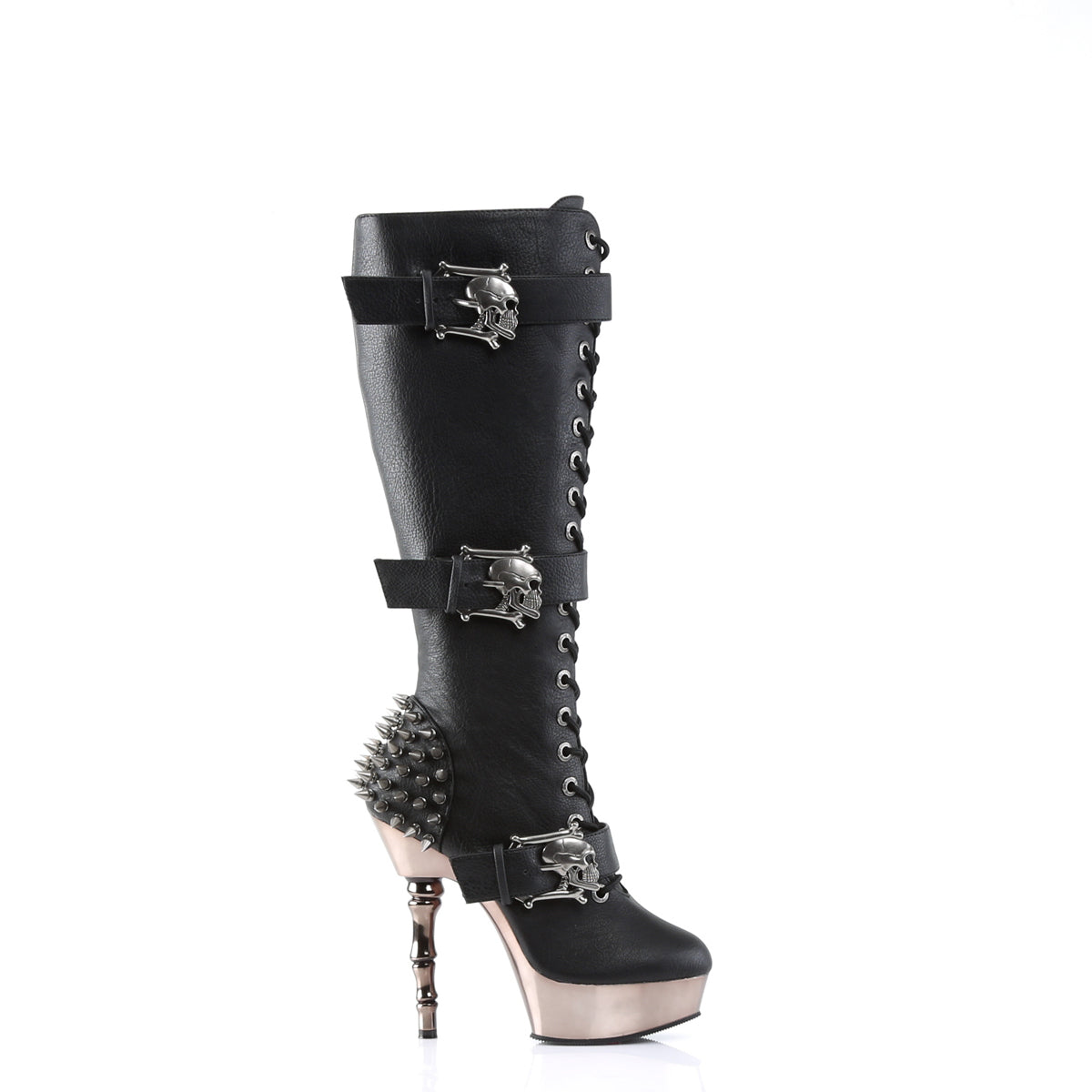 DemoniaCult Frauenstiefel MUERTO-2028 BLK Vegan Leder/Zinn Chrom